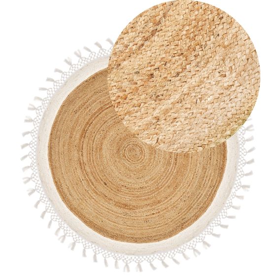 Gulvtæppe MARTS Hvid ø 140 cm Jute