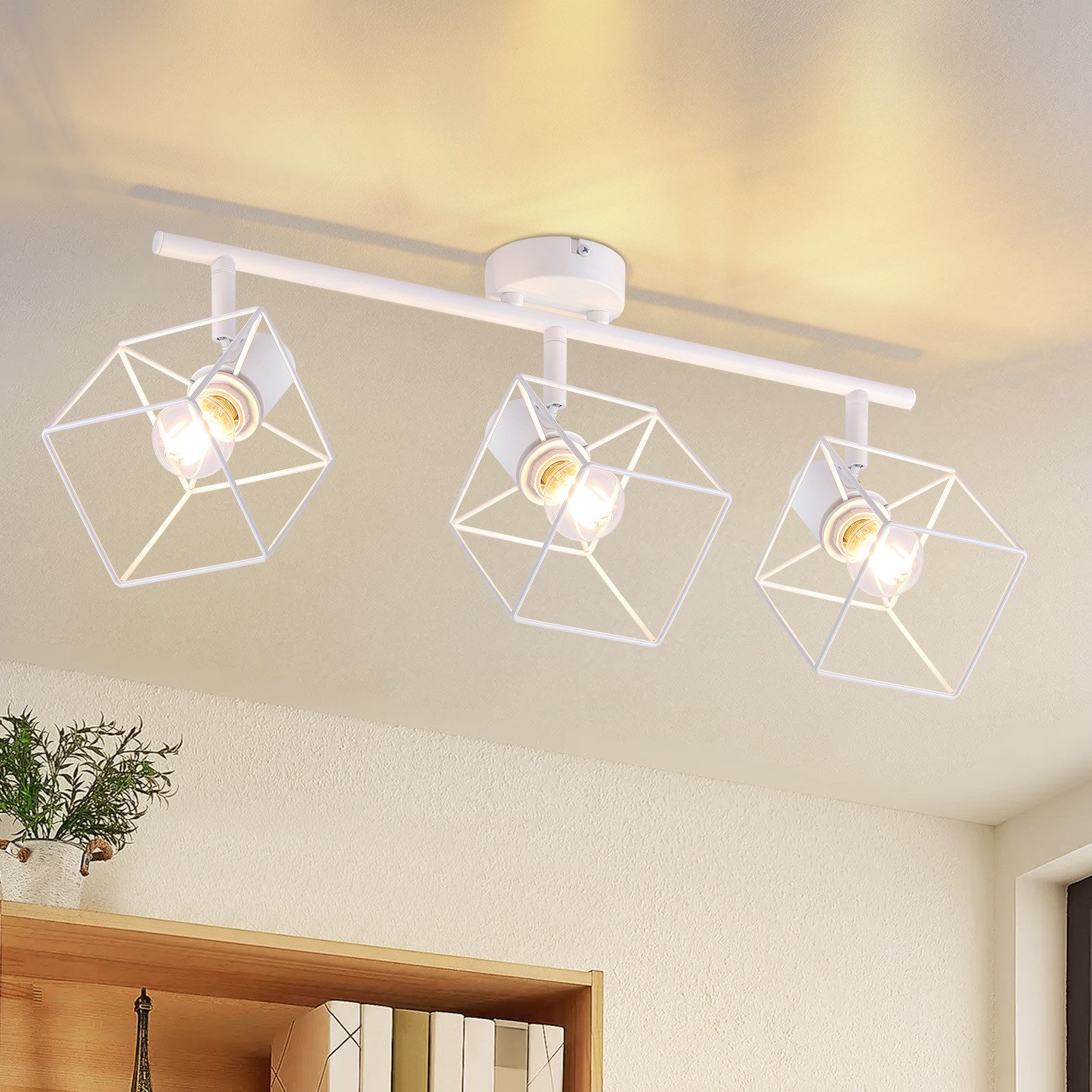 NETTLIFE sort loftspotlight E14 350° roterende loftslampe vintage - metal til stue justerbar uden pære