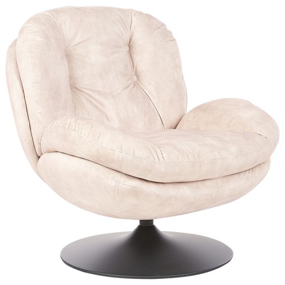 Lænestol med drejefod NOLVIK Velour Lys Beige