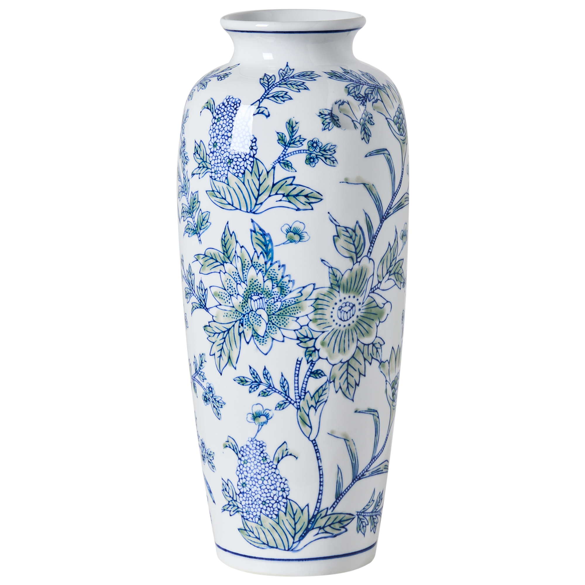 Blomstervase GUADIX 35 cm Porcelæn Hvid/blå