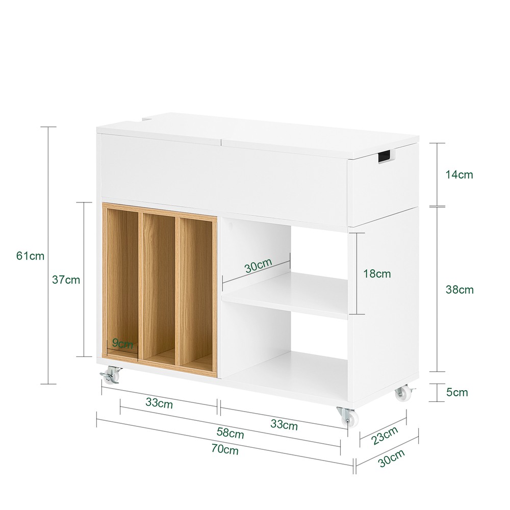 SoBuy bord med hjul, bord på hjul, Lavt kabinet FBT134-W