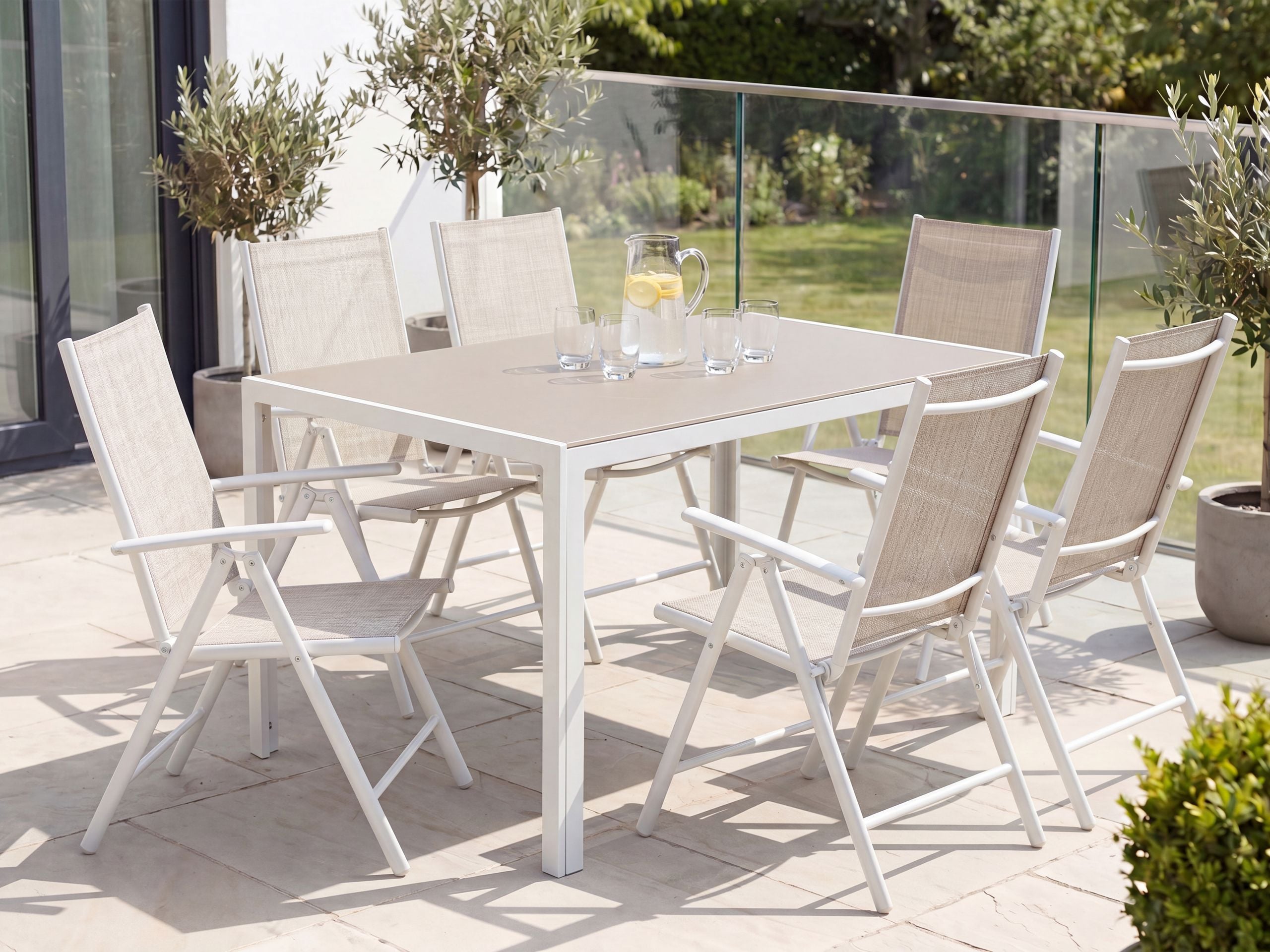 Havemøbelsæt 6 personers CATANIA Metal Beige
