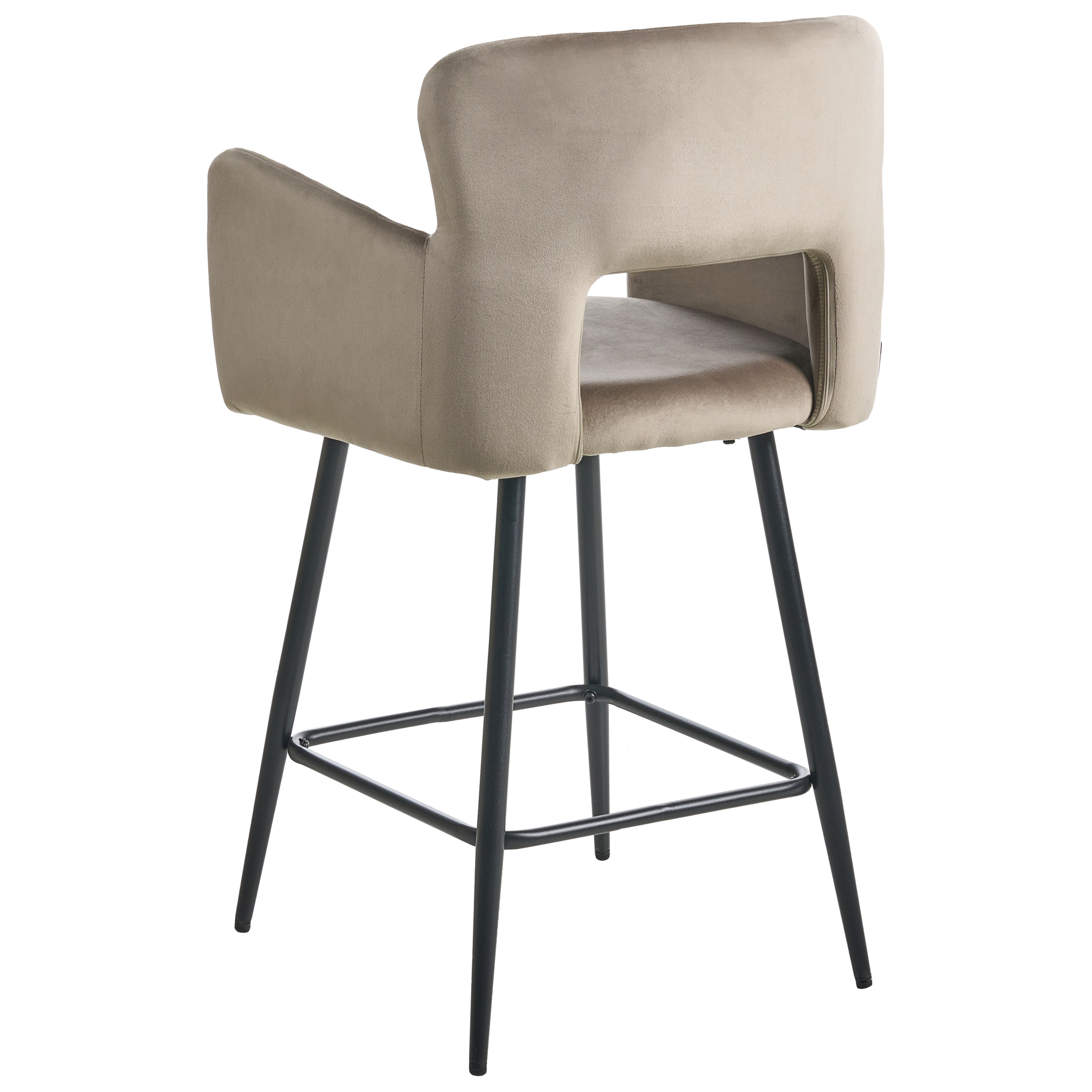 Sæt med 2 barstole SANILAC Velour Brungrå