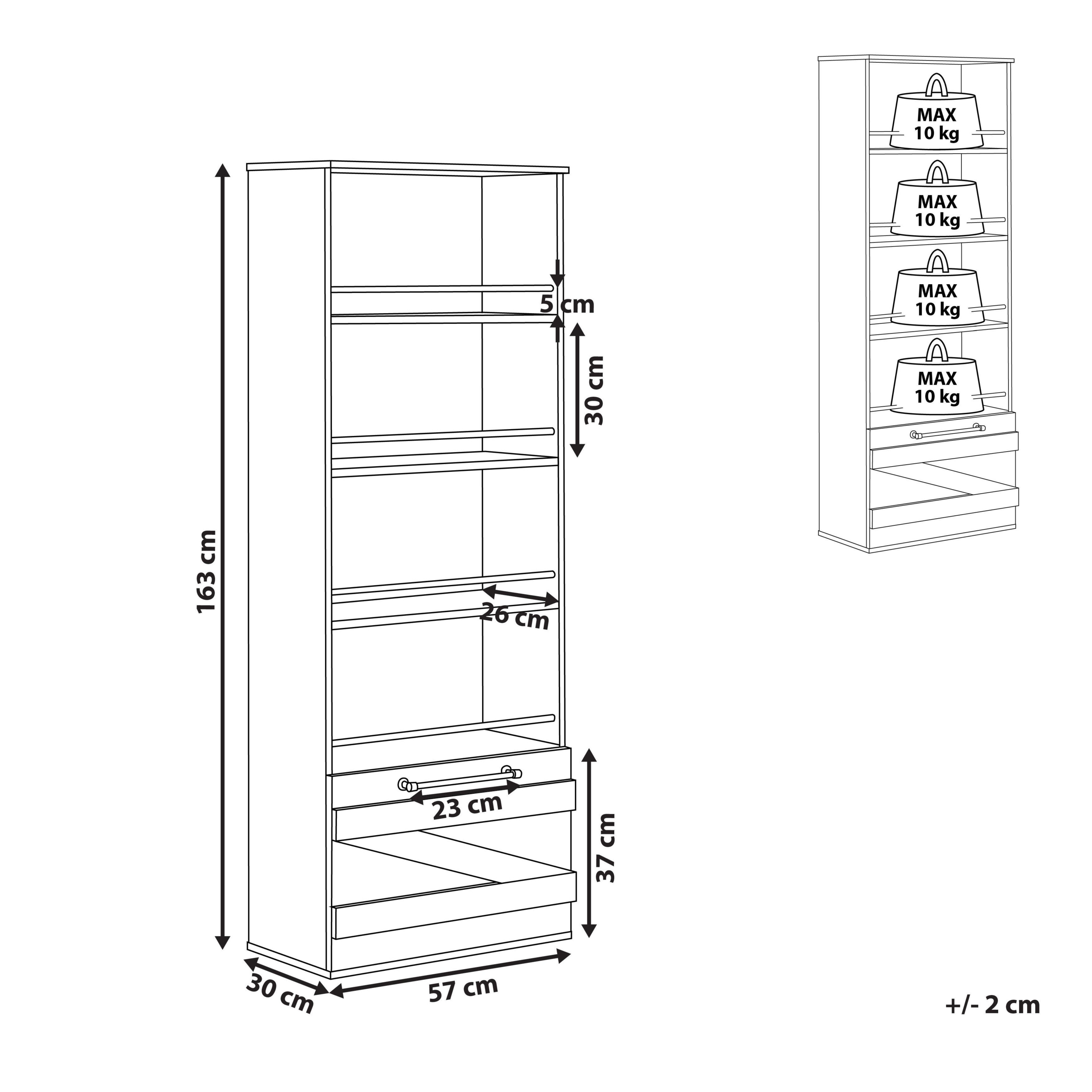 Bogreol med 4 hylder SALTER 163 cm Brun/sort