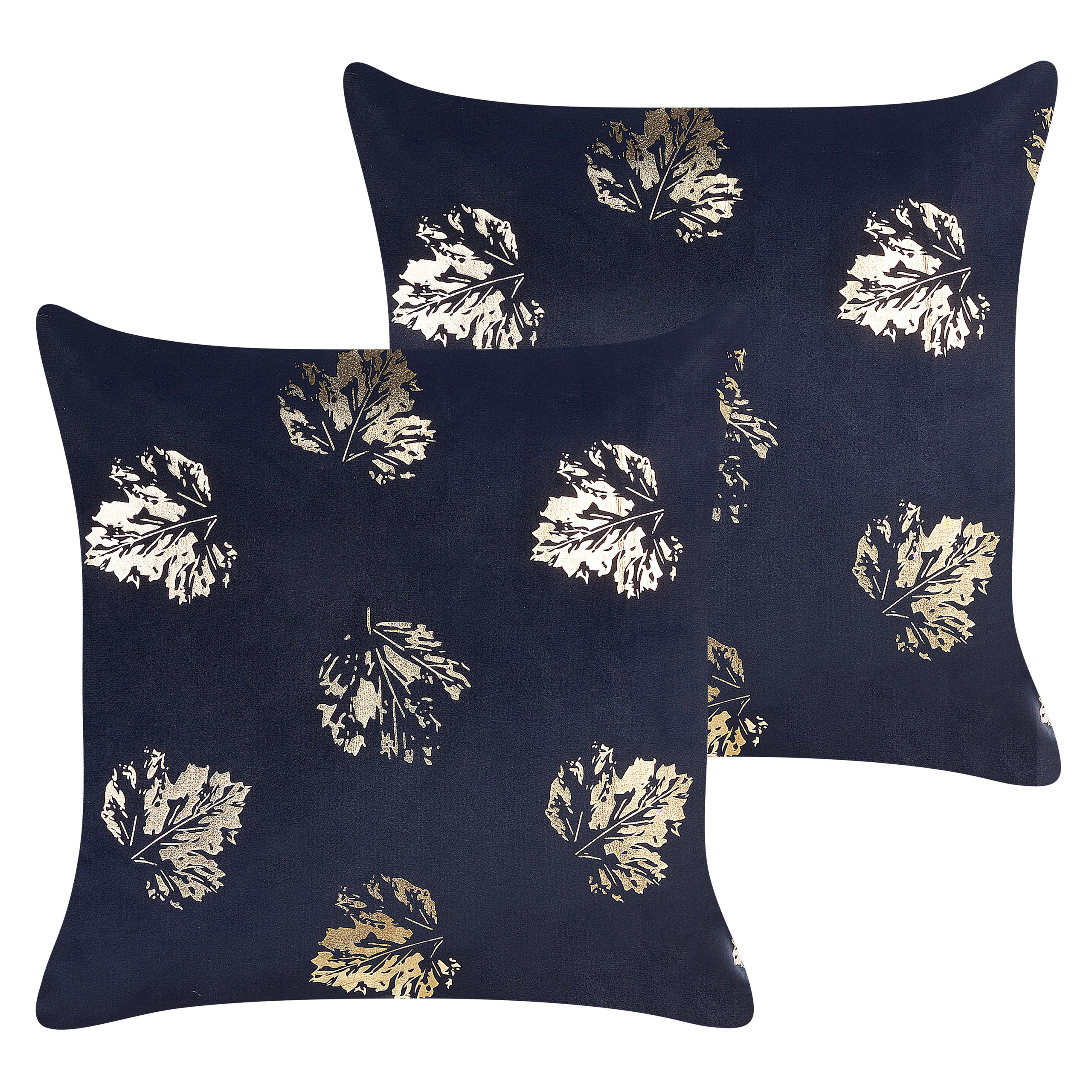 Sæt af 2 pyntepuder GOLDENROD 45 x 45 cm Velour Sort Plante mønster