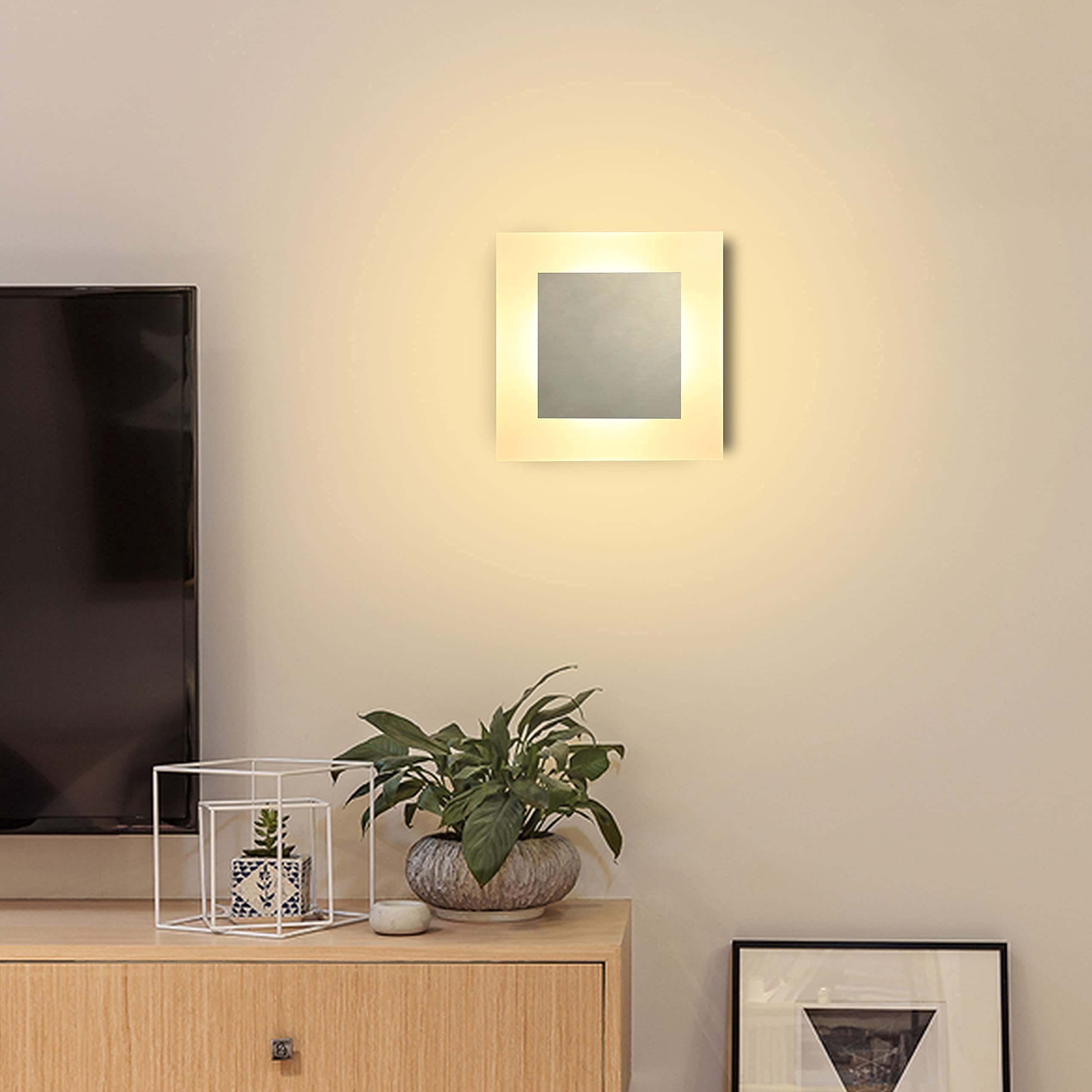 NETTLIFE LED-væglampe til indendørs brug, moderne væglampe, 3000K, varm hvid, jern og akryl, Ø16 cm, 7 W, entrelampe