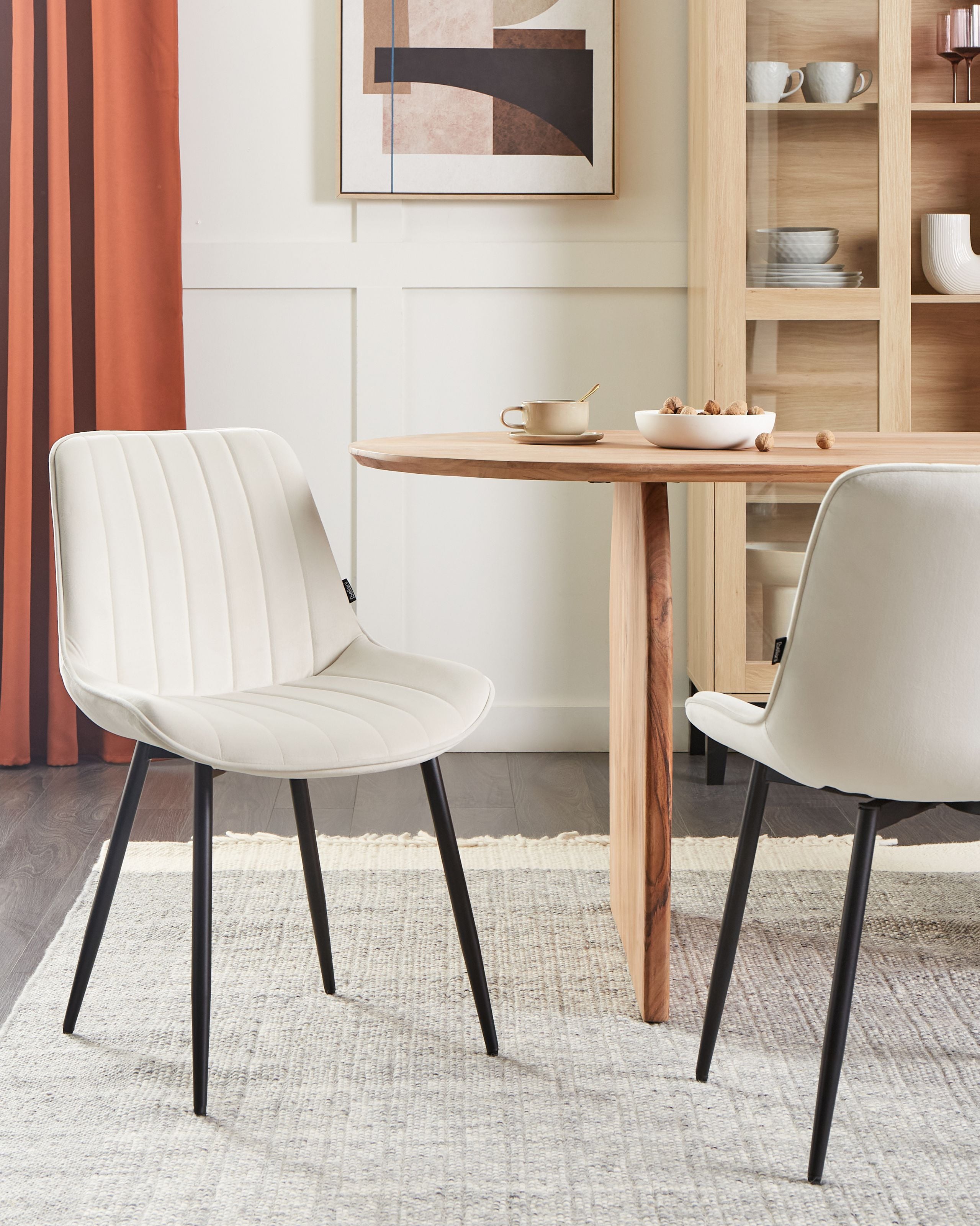 Sæt med 2 spisebordsstole DUBROVNIK Velour Lys Beige