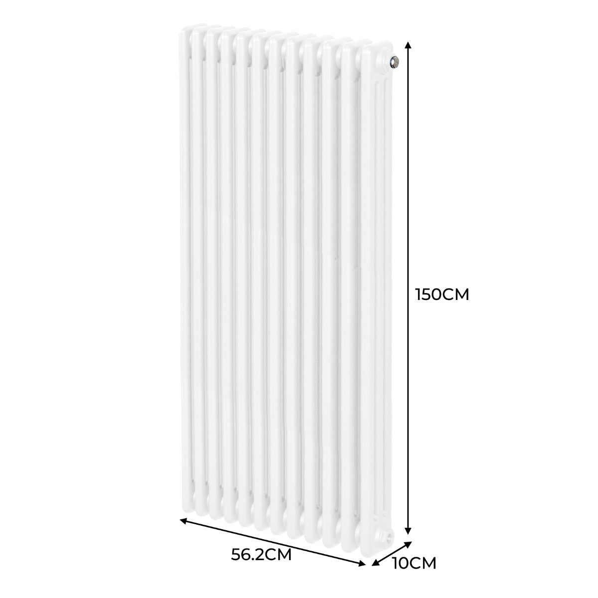Traditionel 3-søjlet radiator - 1500 x 562 mm - hvid