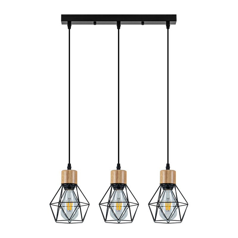 NETTLIFE vintage pendellampe, e27, metal hængesøjle sort, til køkken, spisestue, stue
