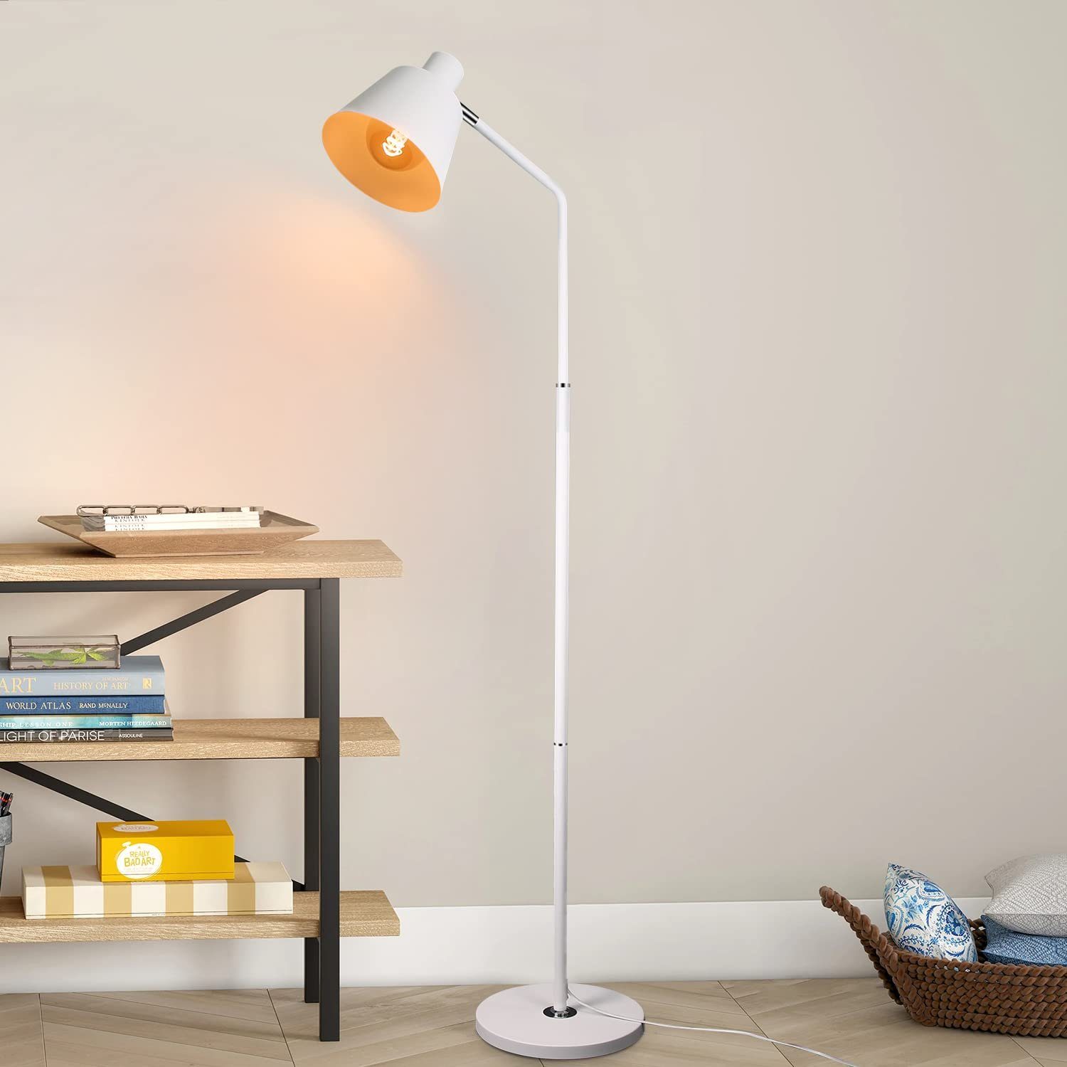 NETTLIFE - gulvlampe i vintagestil, retro, hvidmetal, E27, 166 cm