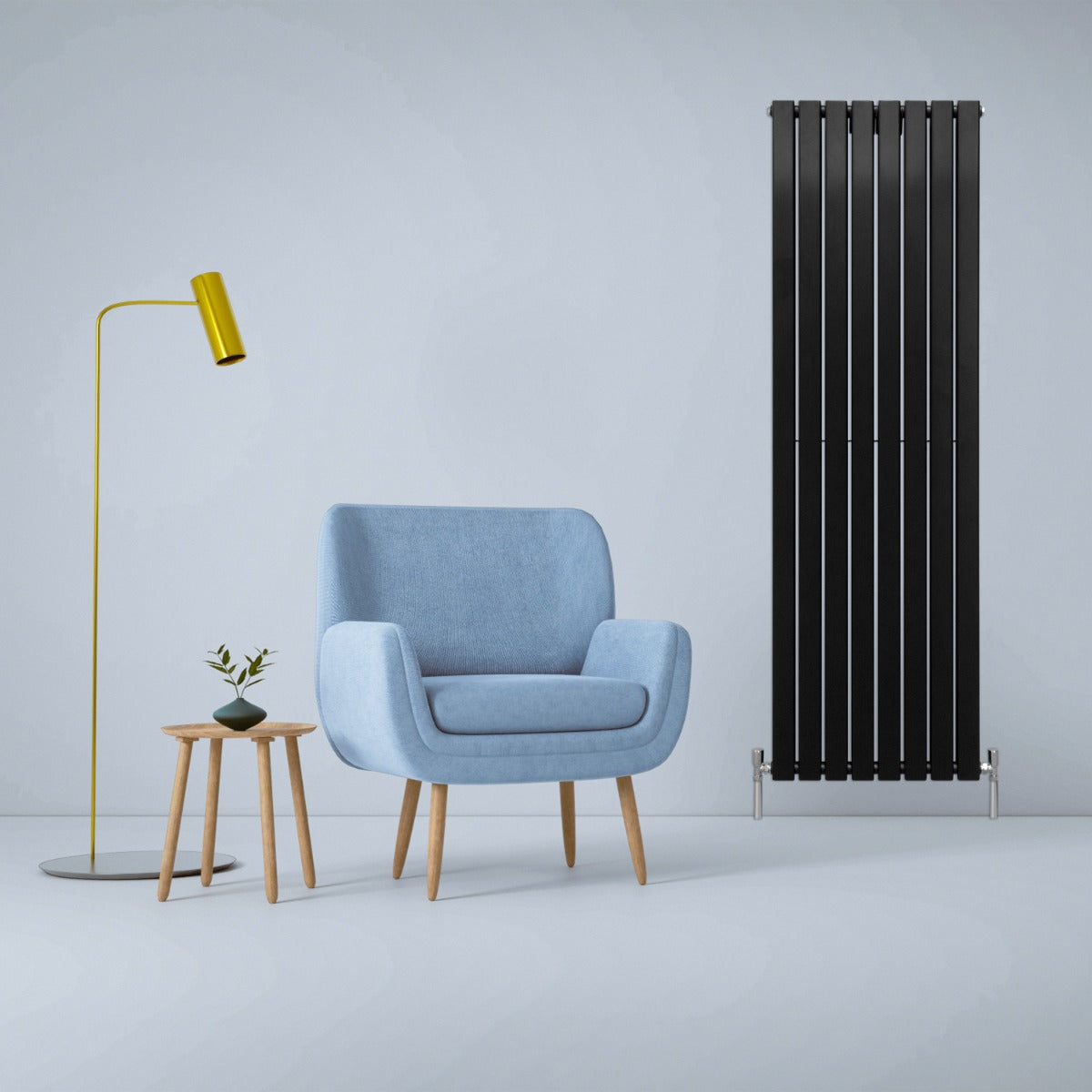 Designer flade radiatorer i mat sort 1800 mm x 560 mm