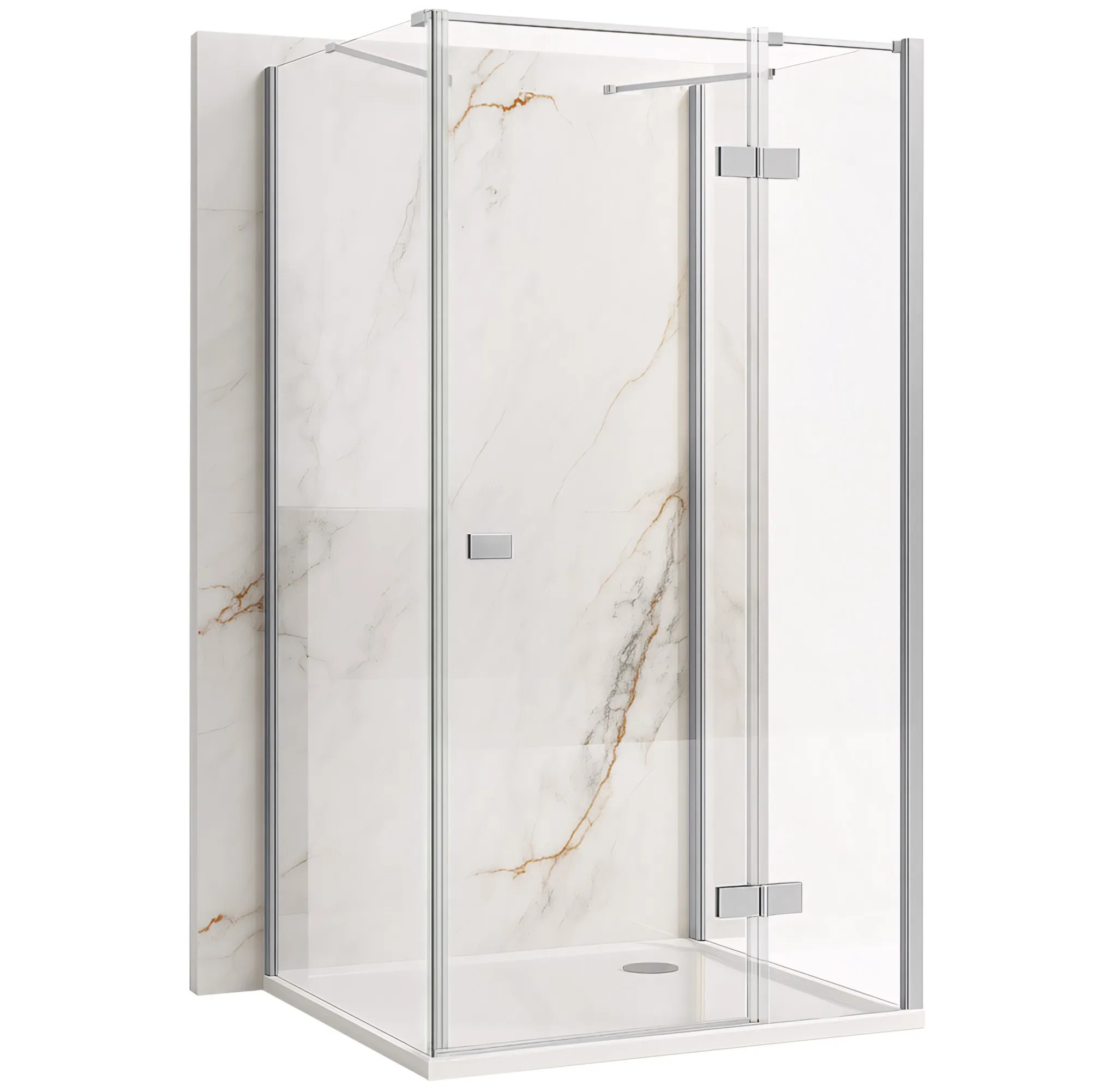 REA brusekabine til vægplacering Atlas 100x80 Venstre Krom, 100x80x200cm
