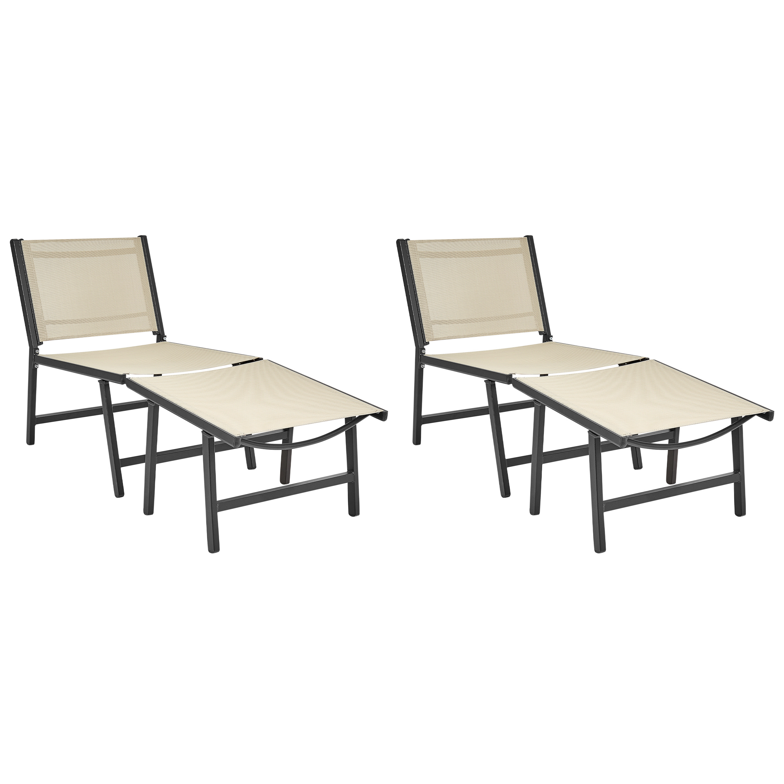 Sæt af 2 havestole MARCEDDI med fodskammel Metal Beige