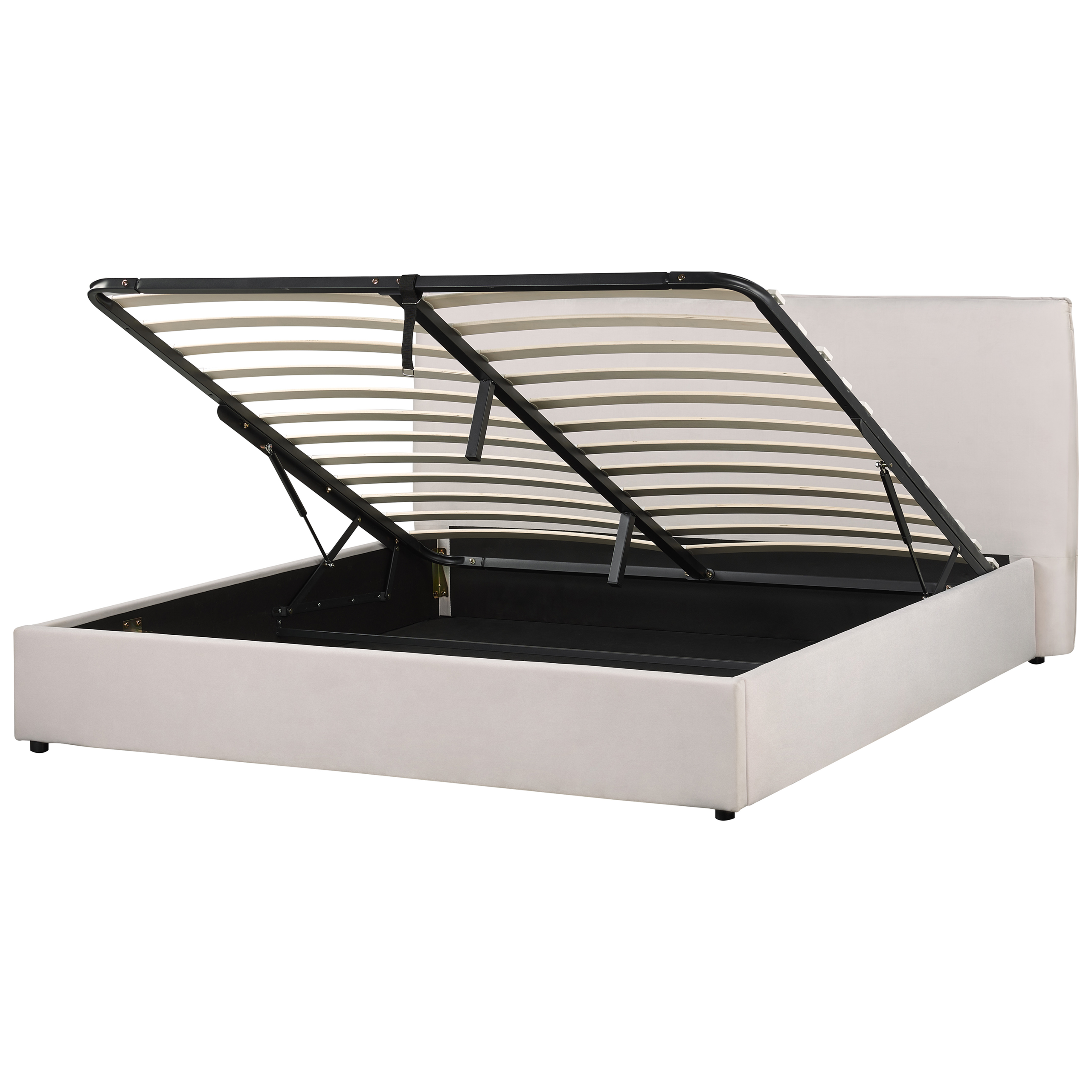 Seng med opbevaring LAVAUR Velour Cremehvid 180 x 200 cm