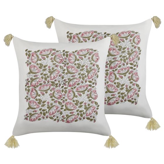 Sæt af 2 pyntepuder CARISSA 45 x 45 cm Bomuld Multifarvet Blomstermønster