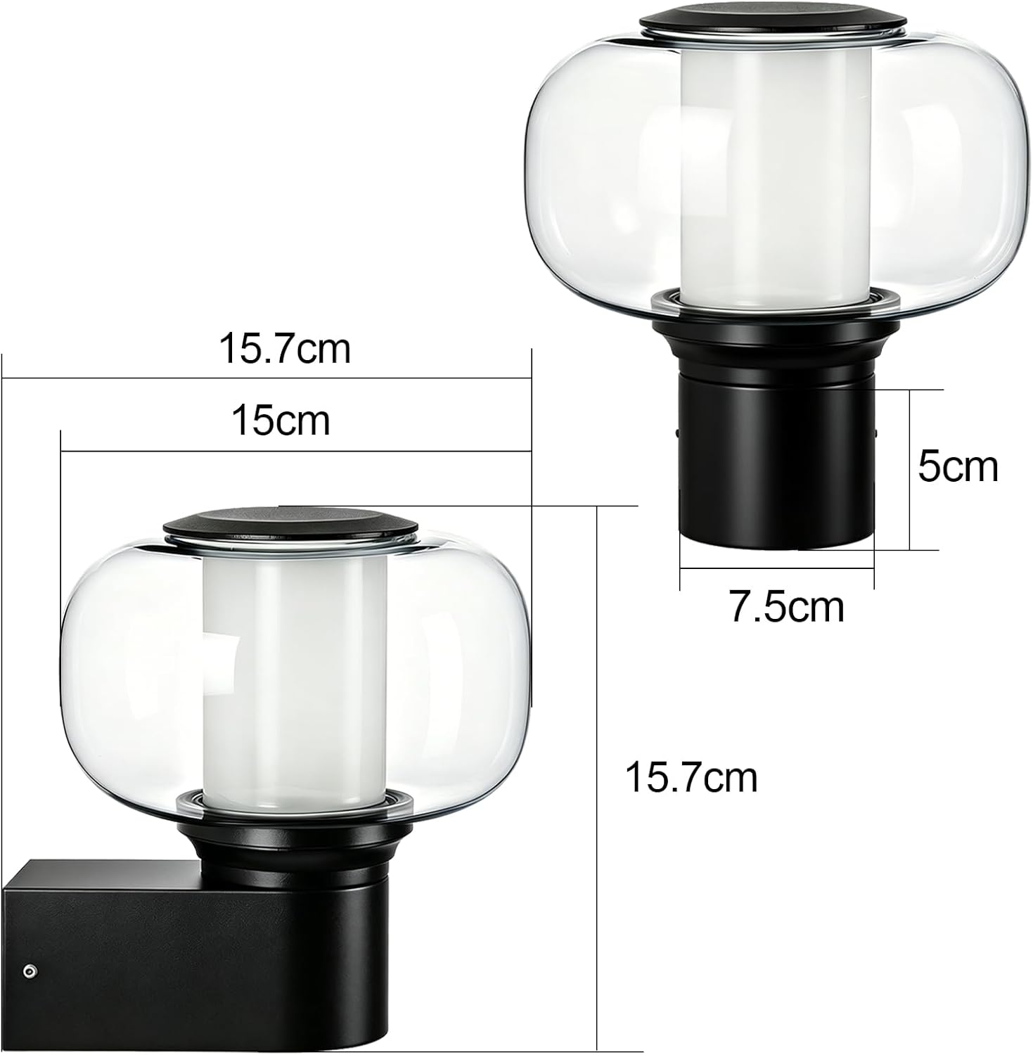 NETTLIFE rund IP65 udendørs væglampe E27 maks. 40W, lampe til facade, balkon, terrasse, udendørs belysning (pære medfølger ikke)