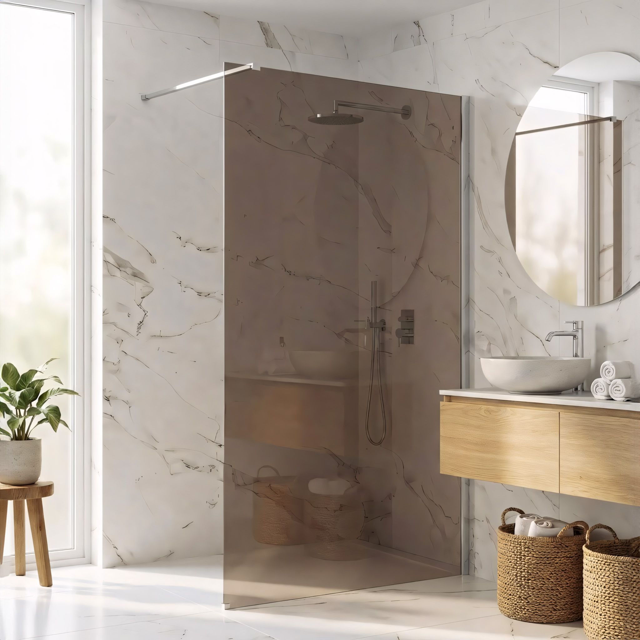REA brusevæg Flexi brown 100 Krom, 120x100x195cm