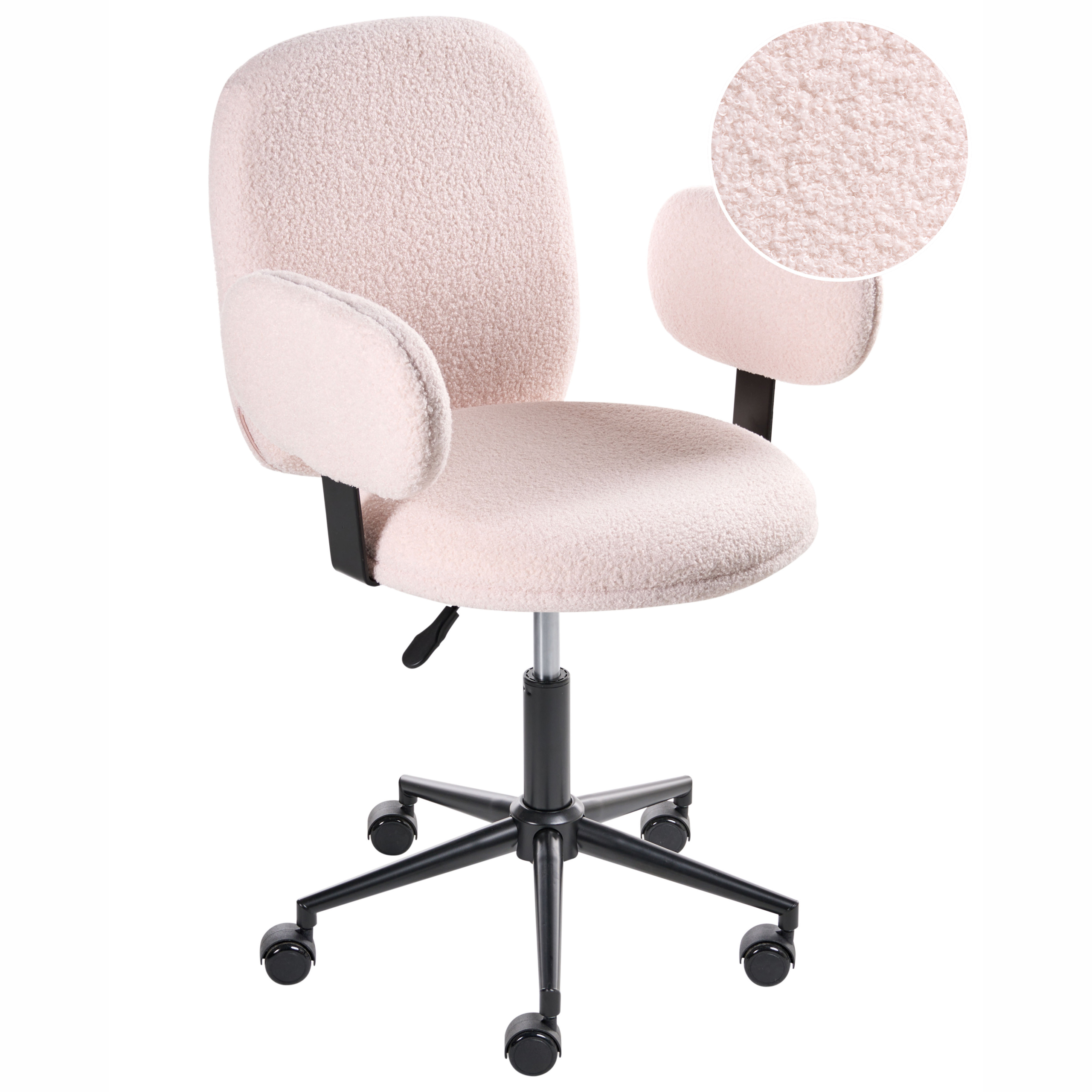 Skrivebordsstol MORAGA Boucle Pastellrosa