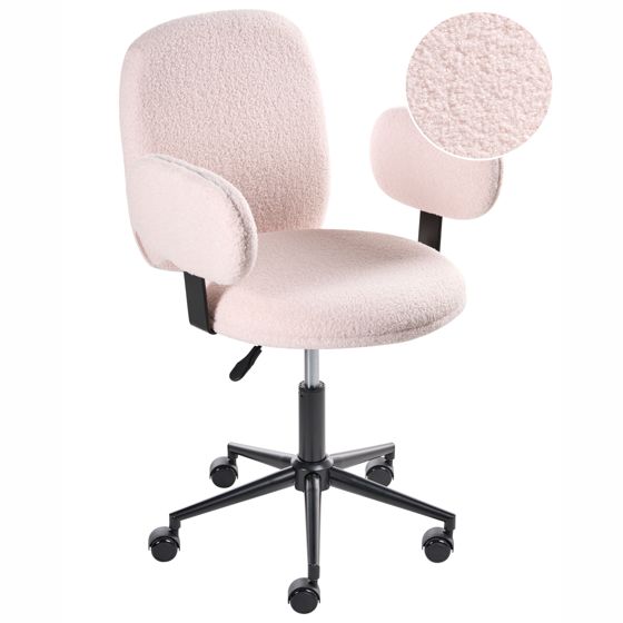 Skrivebordsstol MORAGA Boucle Pastellrosa