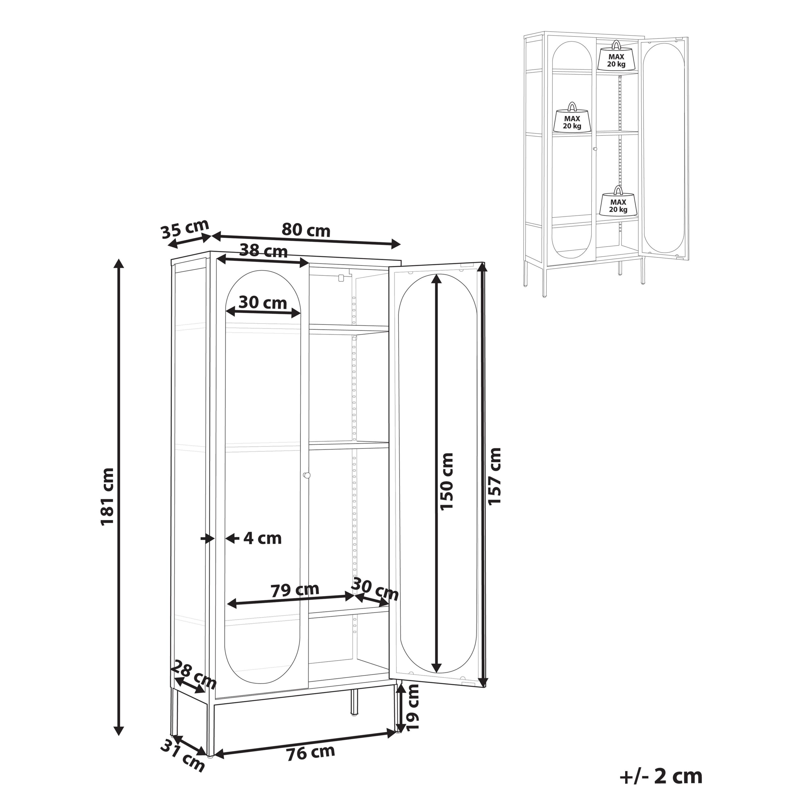 Glas vitrineskab FOXTON 80 cm Metal Grøn