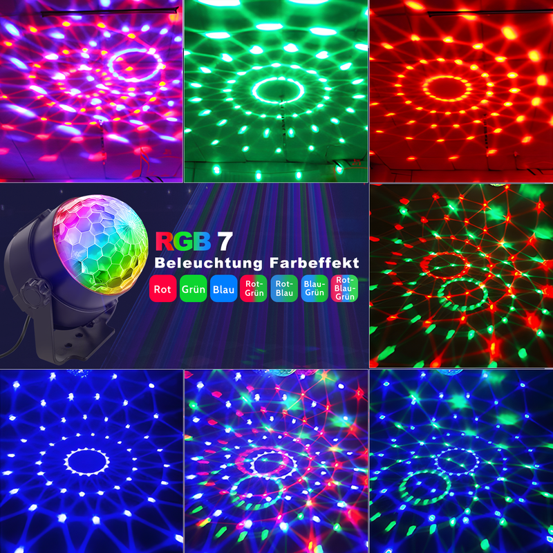 NETTLIFE Disco Ball LED Disco Light Party Light - Disco Ball Musikstyring USB Disco Light Ball Musik med Kabel Hjemmefest 7 RGB