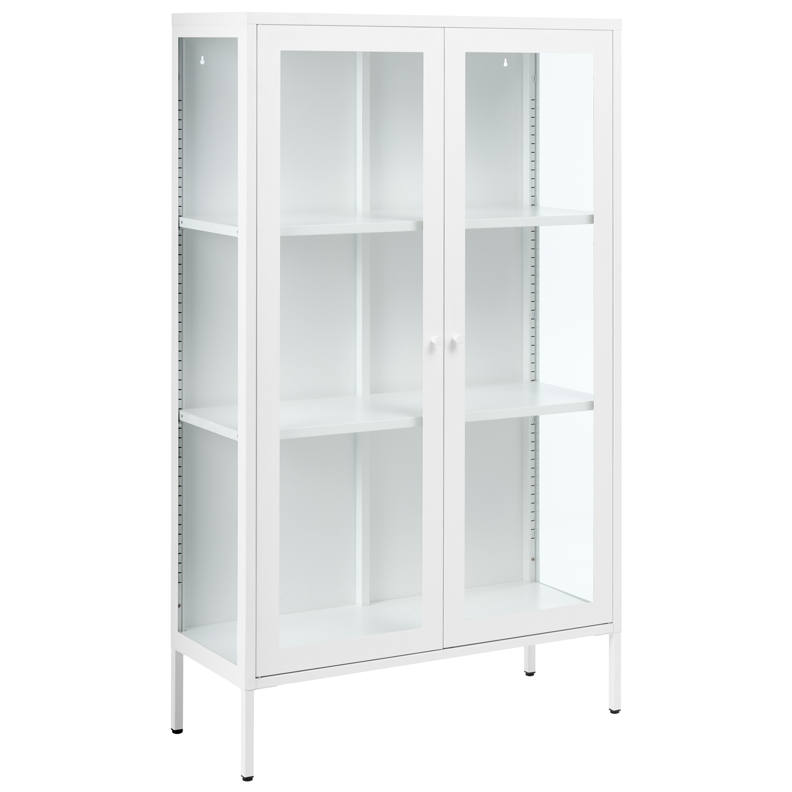 Glas vitrineskab NASH 90 cm Metal Hvid