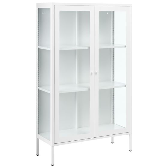 Glas vitrineskab NASH 90 cm Metal Hvid