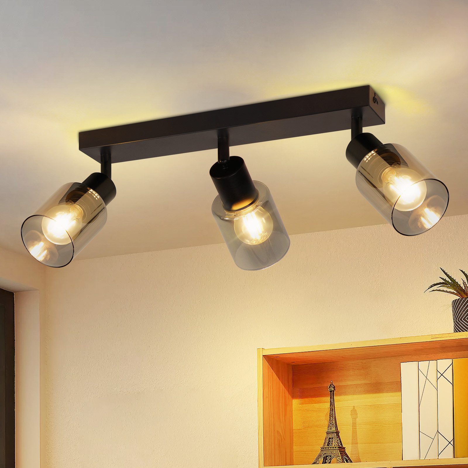 NETTLIFE - loftslampe, spotlight, 3 flammer, sort, industriel, E14, loftslampe til stue