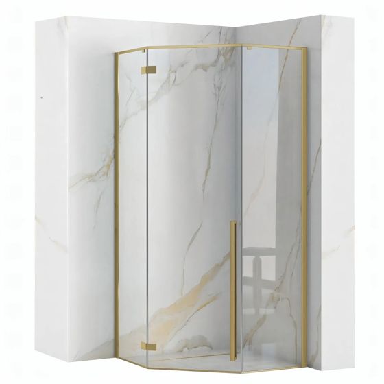 REA brusekabine DIAMOND 90X90 Børstet guld, 90x90x195cm