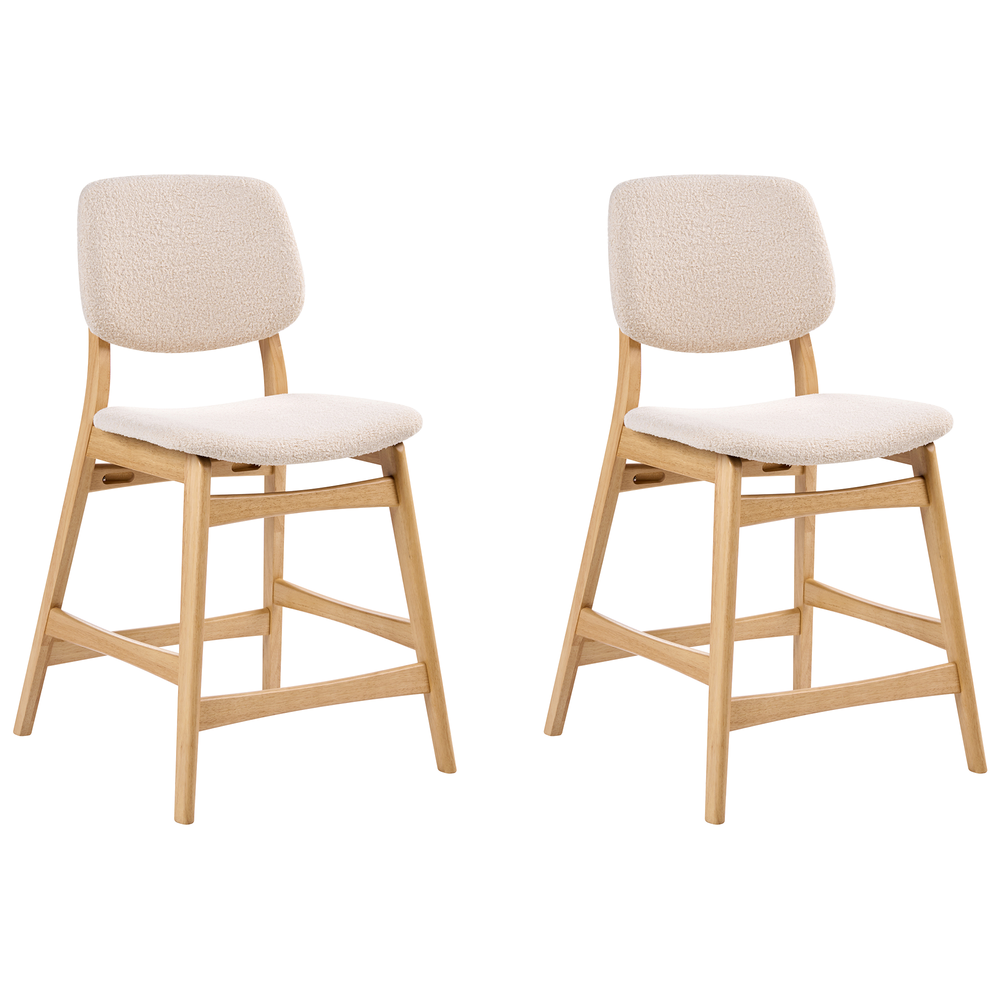 Sæt med 2 barstole ELAINE Boucle Lysebrun/beige