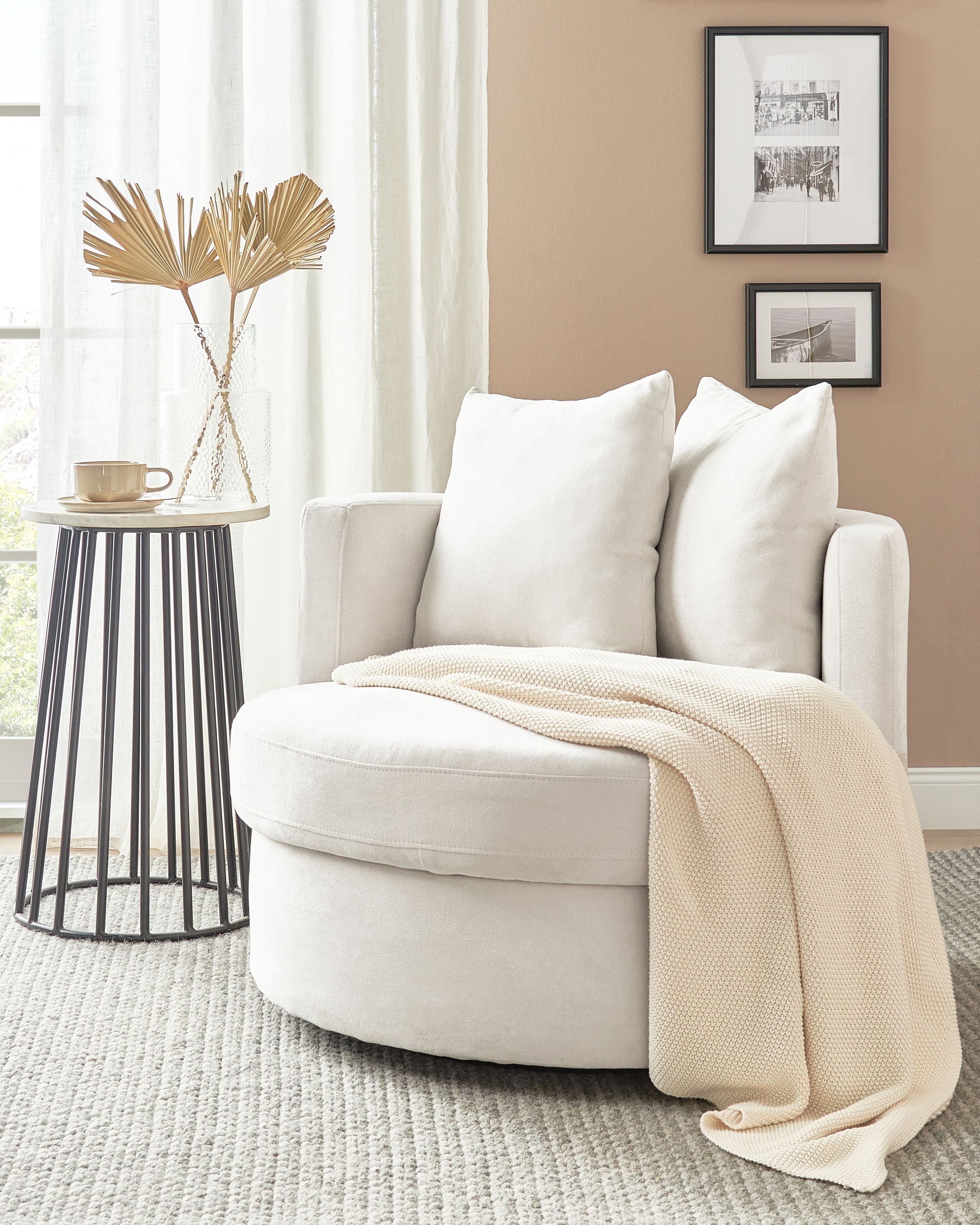 Lænestol med drejefod DALBY Lys Beige