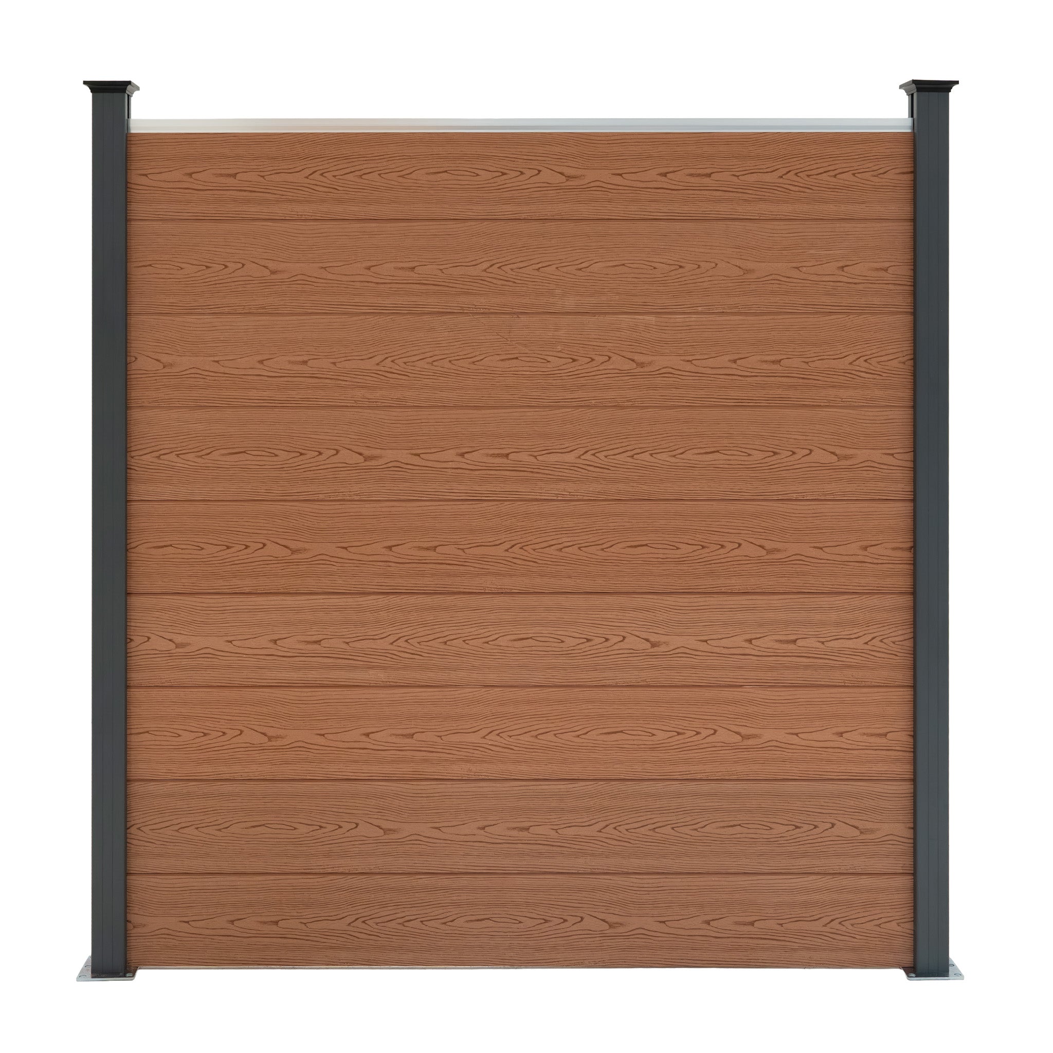 Komposithegnspaneler, hjørnestykke og LED-stolper 1,8 m x 15,2 m - brun