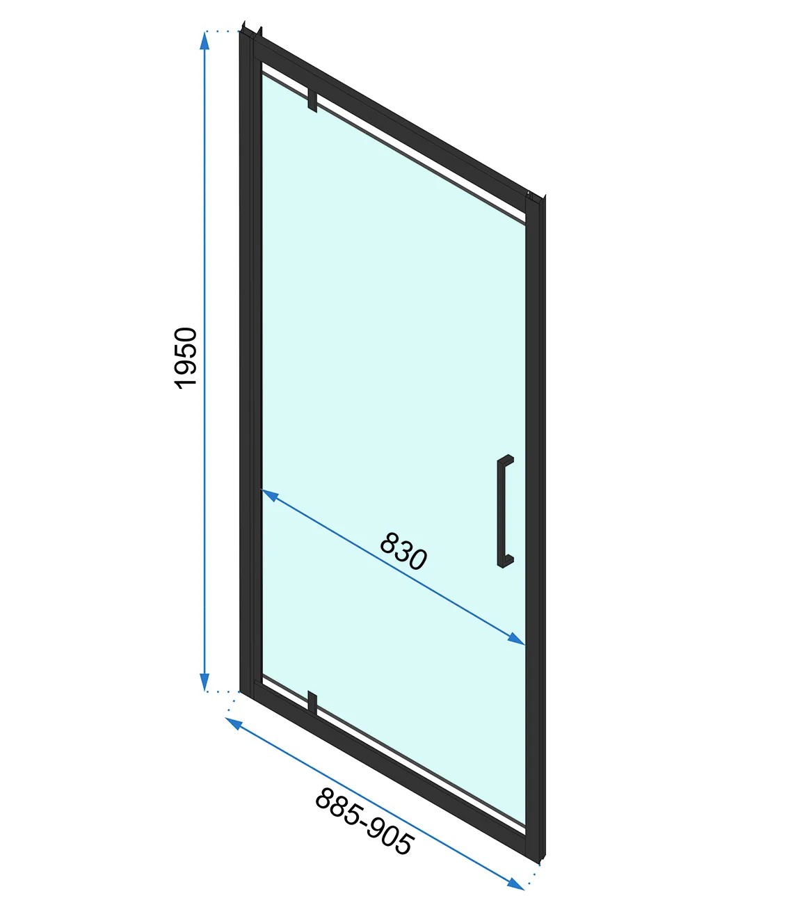REA hjørnebrusekabine RAPID SWING 90x80 Sort, 90x80x195cm