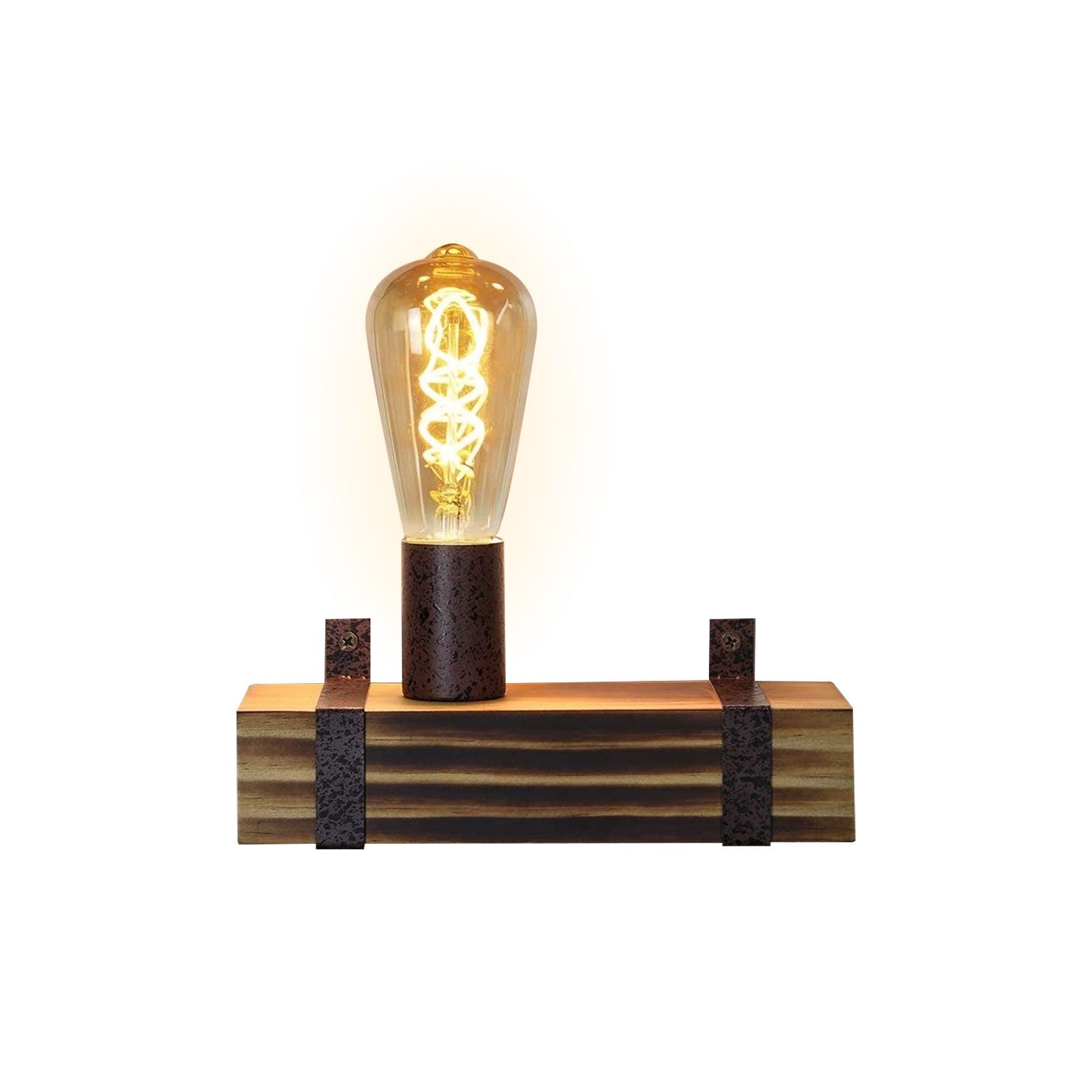 NETTLIFE Vintage - væglampe, E27 Retro, Trævæglampe, 23 CM, Industrielt Design, Vægspotlight med Fod, Maks. 40W, Til Stuen