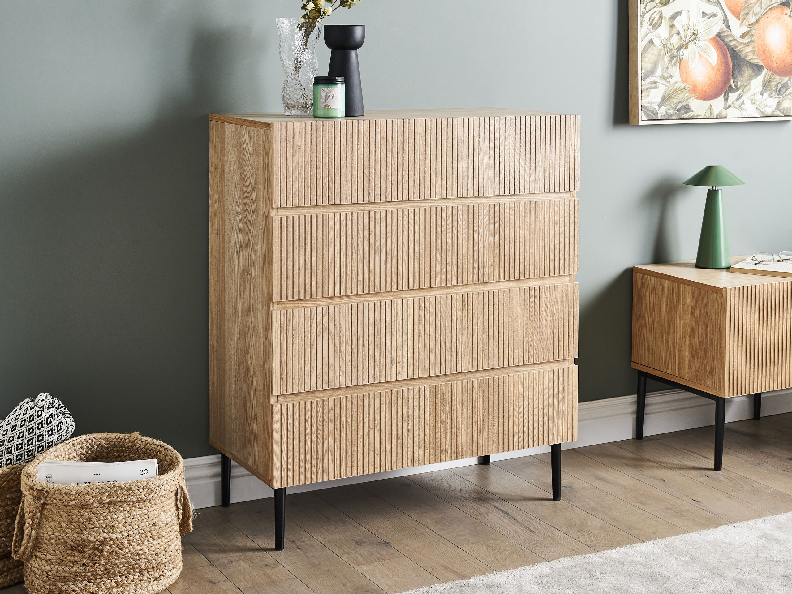 4 skuffers kommode BLYTHE Naturlig ask