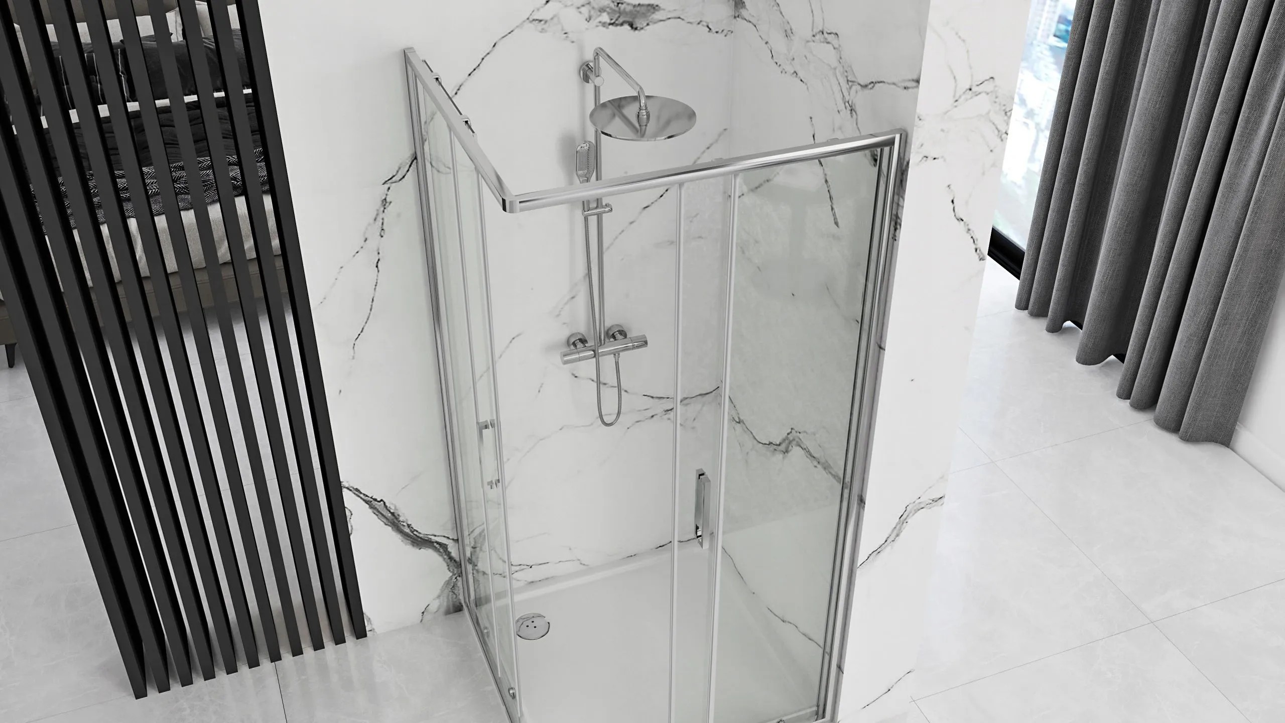 REA brusekabine PUNTO 80X80 Krom, 80x80x190cm