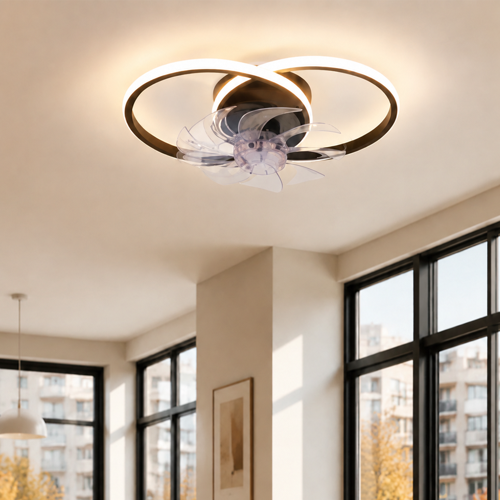 NETTLIFE LED - loftsventilator med belysning - 36W, sort, stille Med fjernbetjening, 3 farvetemperaturer, 6 hastigheder