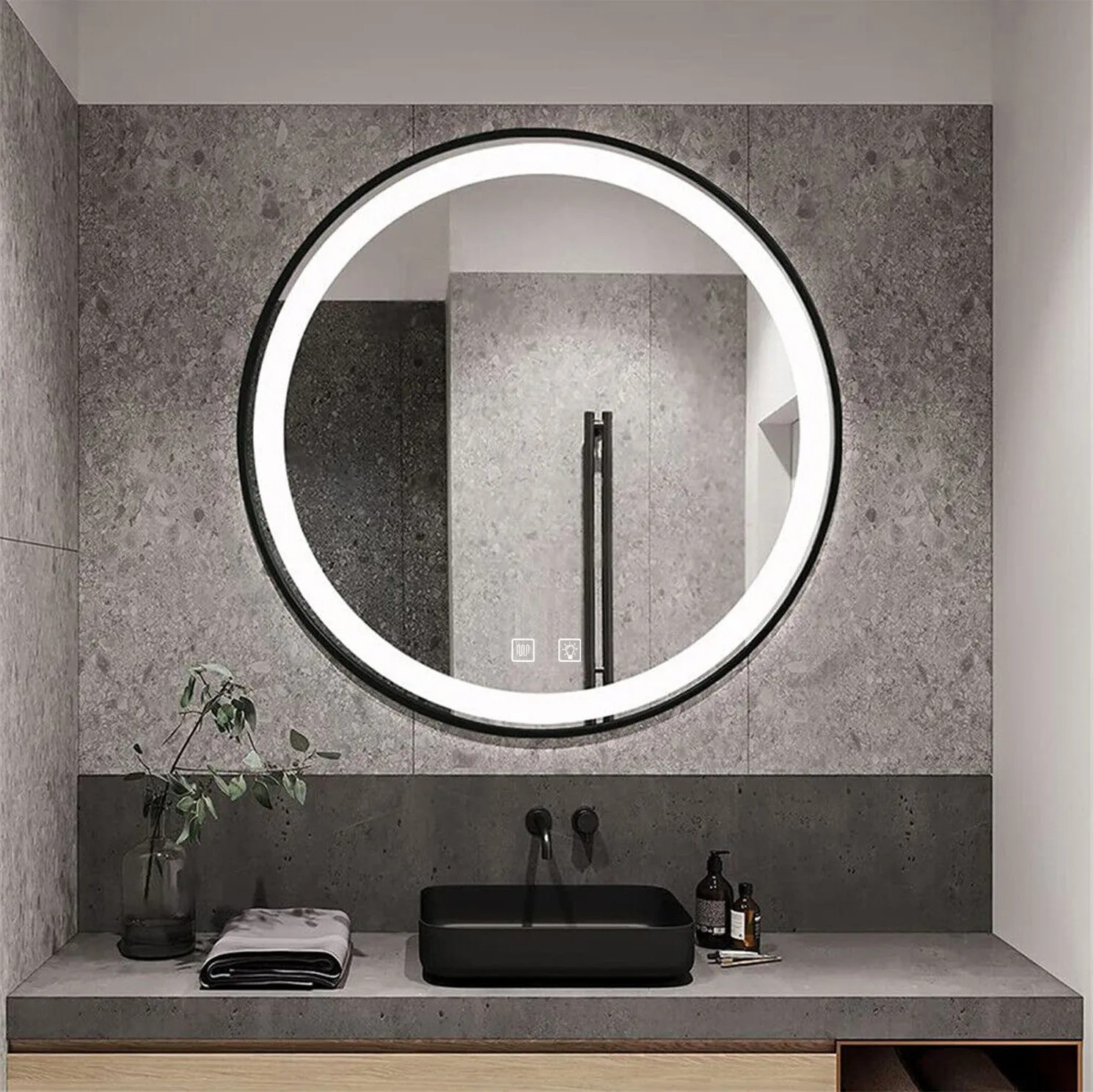 REA spejl LED P11394 MMJ 50cm Grå 2x50x50cm