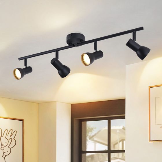 NETTLIFE 4-flammet GU10 loftspotlight, moderne design, metal, til stue, entré