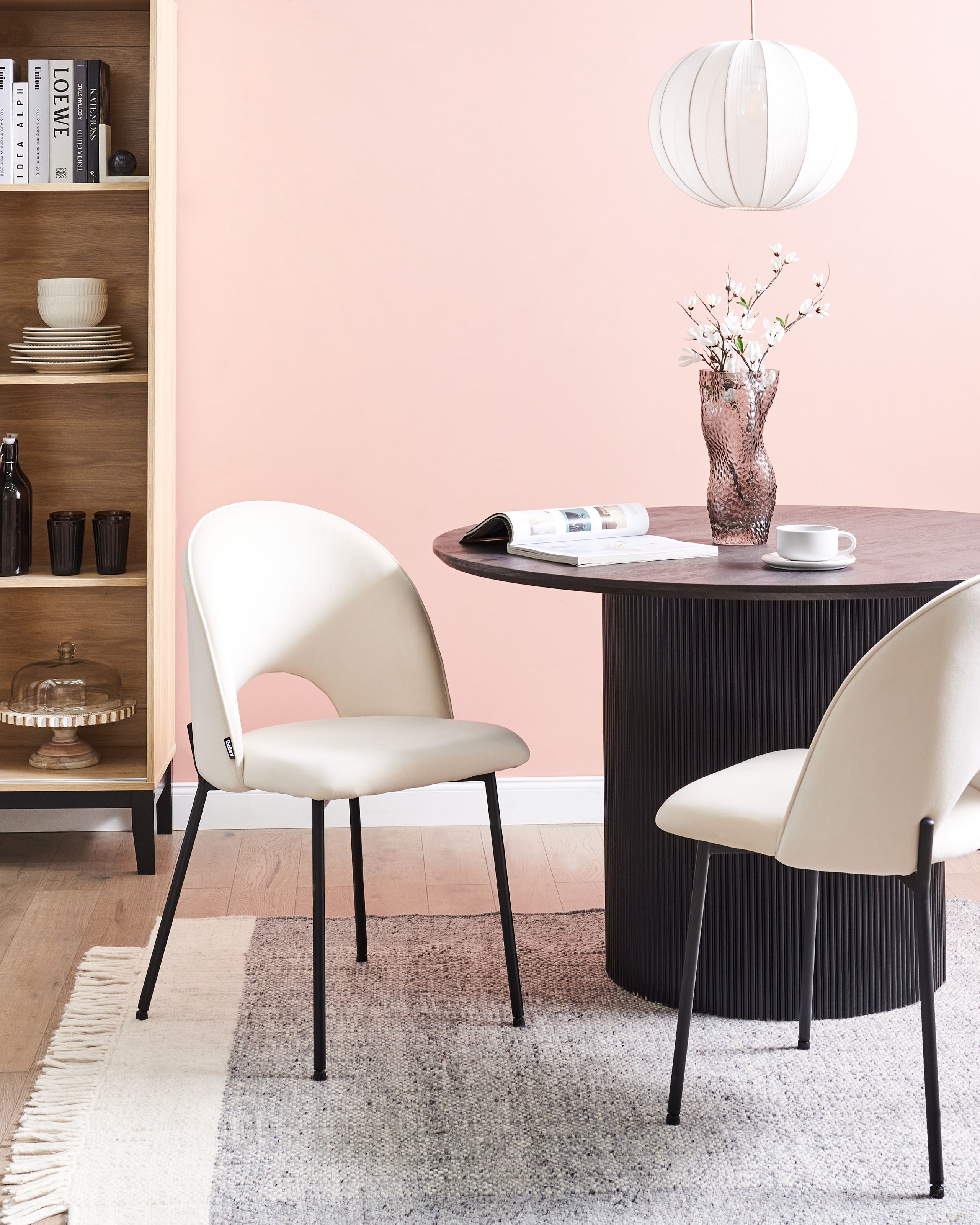 Sæt med 2 spisebordsstole COVELO Velour Lys Beige