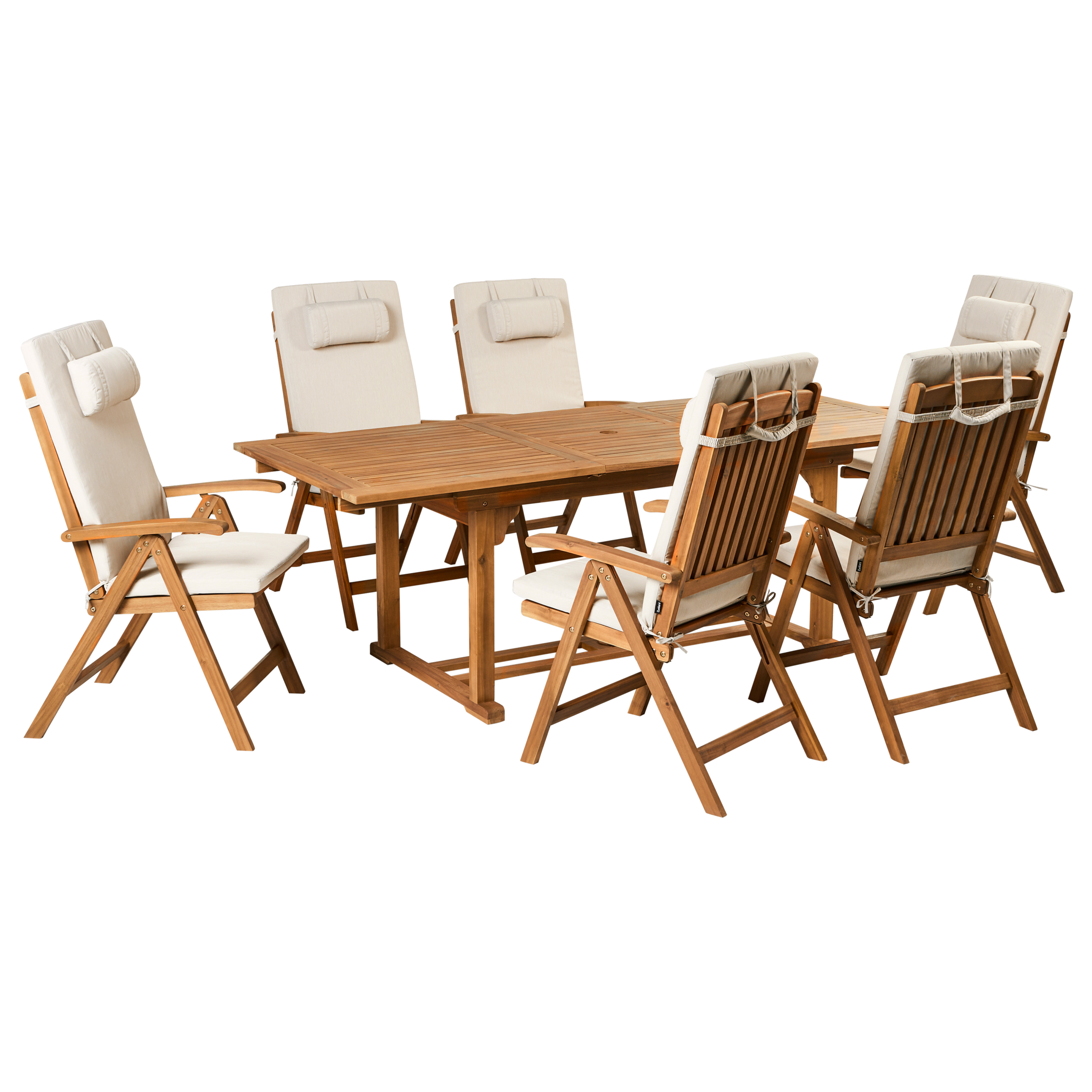 Havemøbelsæt 6 personers JAVA PREMIUM Akacietræ Lys Beige