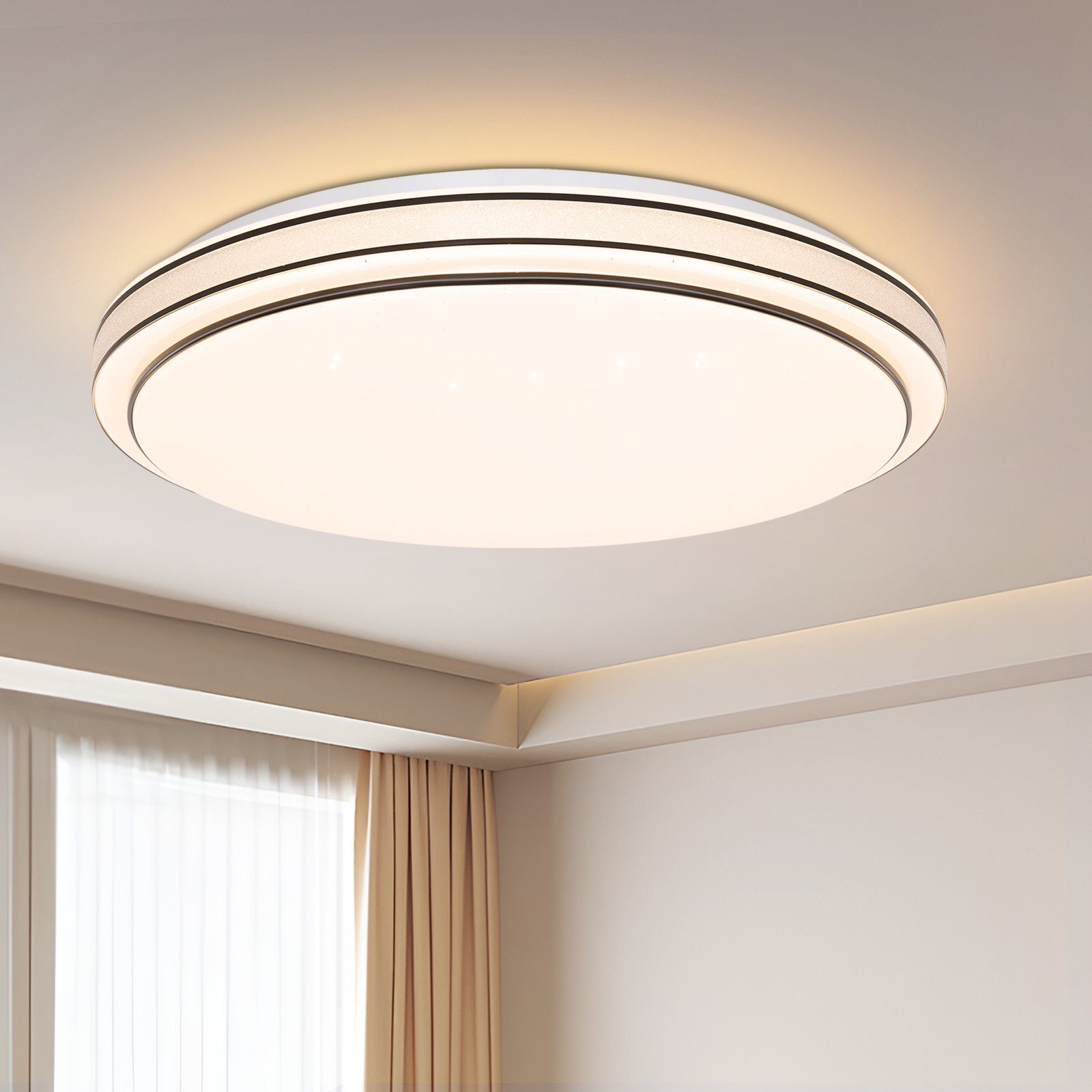 NETTLIFE LED - loftlampe, til soveværelse - diameter, 27 cm, stjernehimmellampe 12W varm hvid lampe, moderne