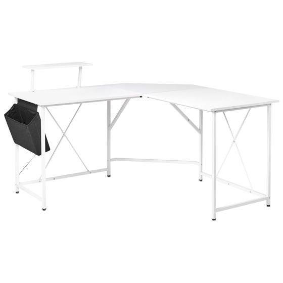 Hjørneskrivebord TACONY 180 cm 140 cm med opbevaring Hvid