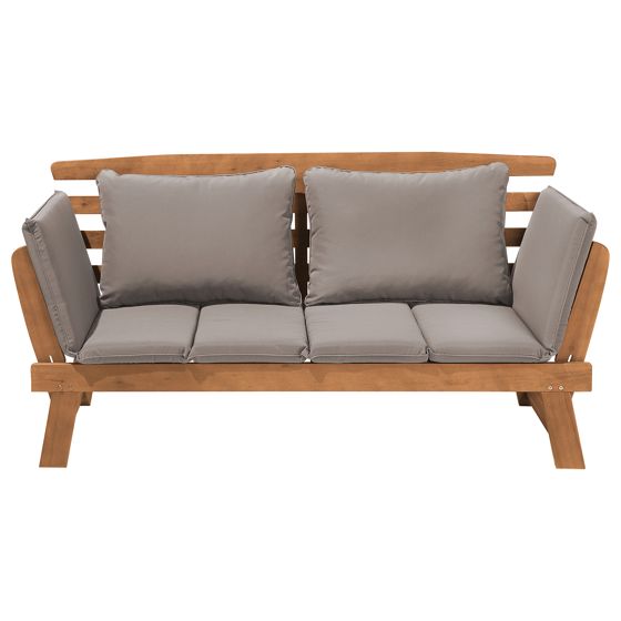 Havebænk med hynde PORTICI 210 cm Eukalyptustræ Lysebrun/taupe