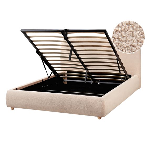 Seng med opbevaring BLAGNAC Boucle Beige 140 x 200 cm