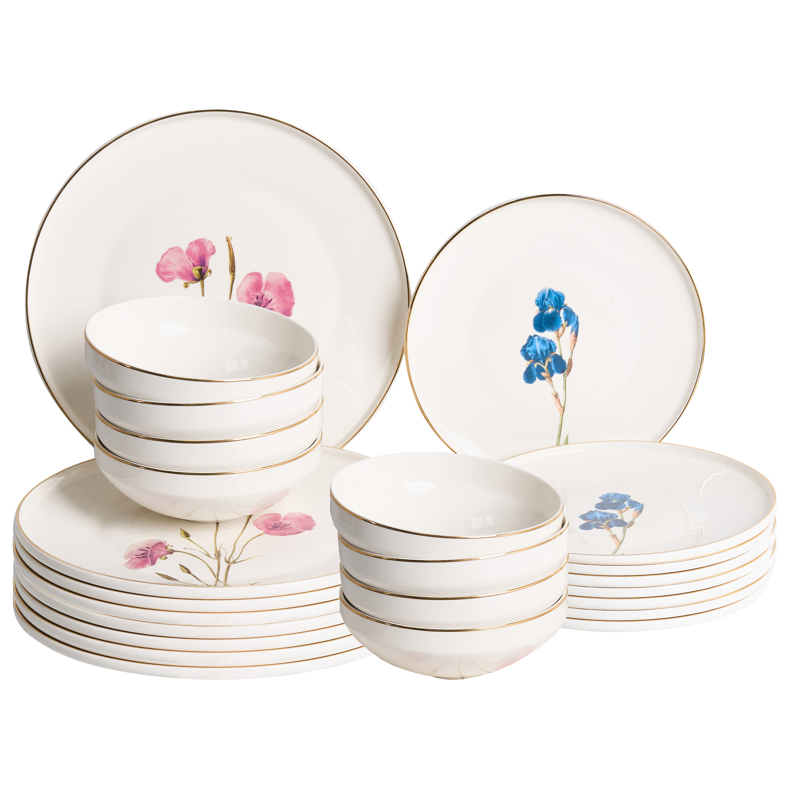 Sæt med 24 stykker service HYSSOP Porcelæn Hvid