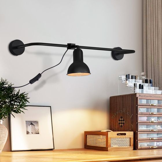 NETTLIFE sort, indendørs væglampe, E27Vintage, metal, entrelampe, indirekte, roterende, design - trappelampe