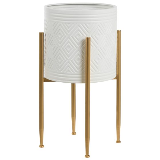 Forhøjet plantekrukke SOLDANELLA 35 cm Metal Hvid