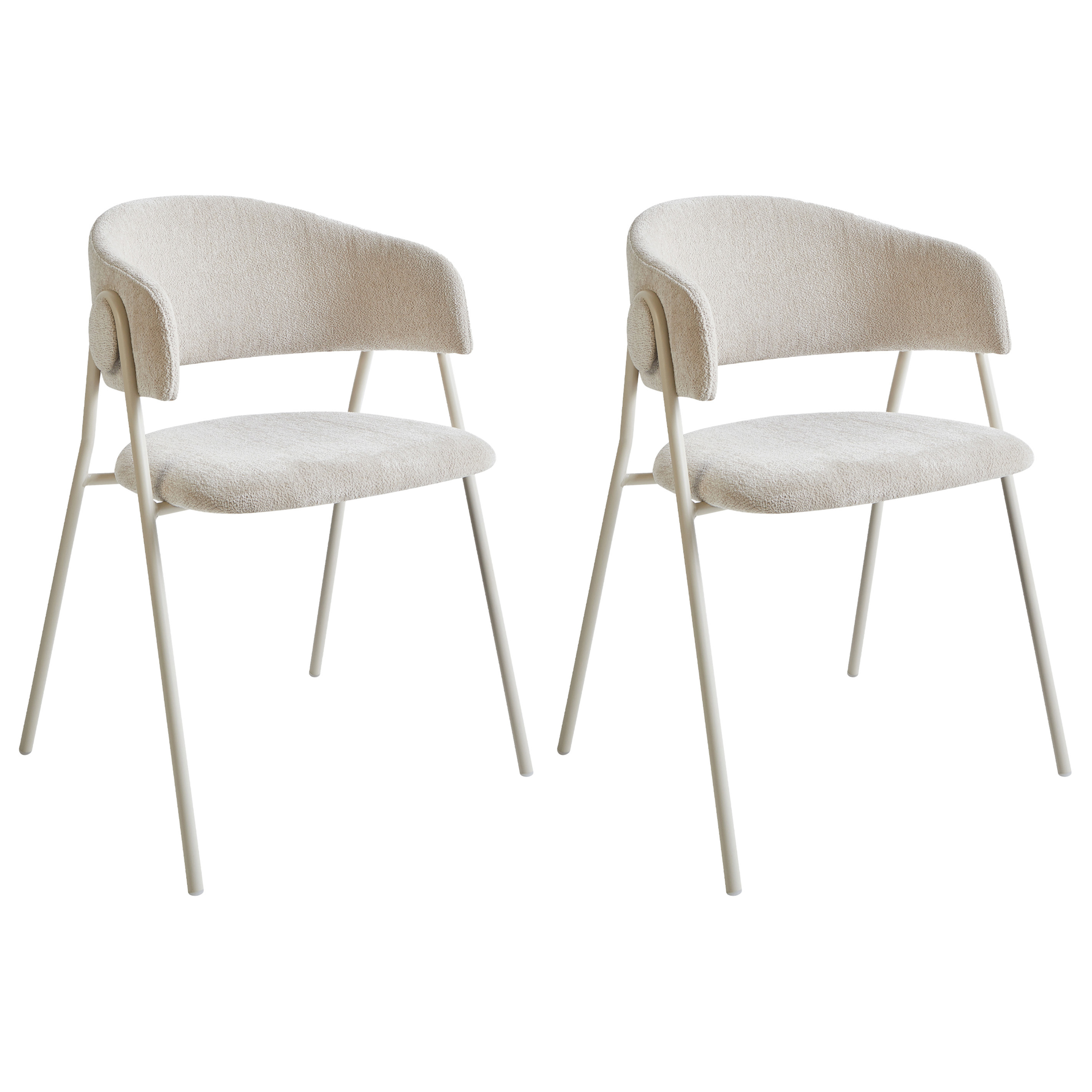 Sæt med 2 spisebordsstole ALANSON Chenille Lys Beige