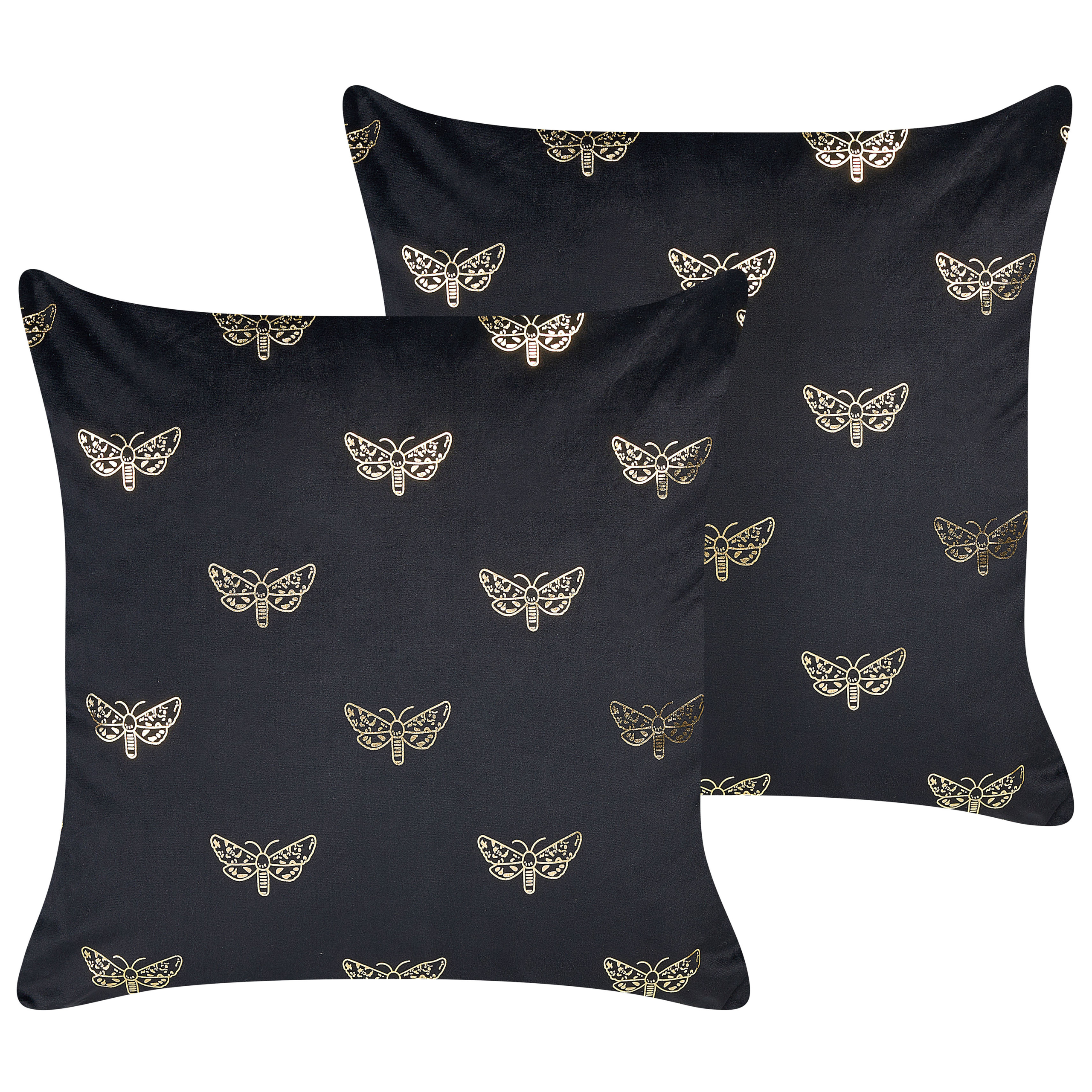 Sæt af 2 pyntepuder YUZURI 45 x 45 cm Velour Sort Dyremønster